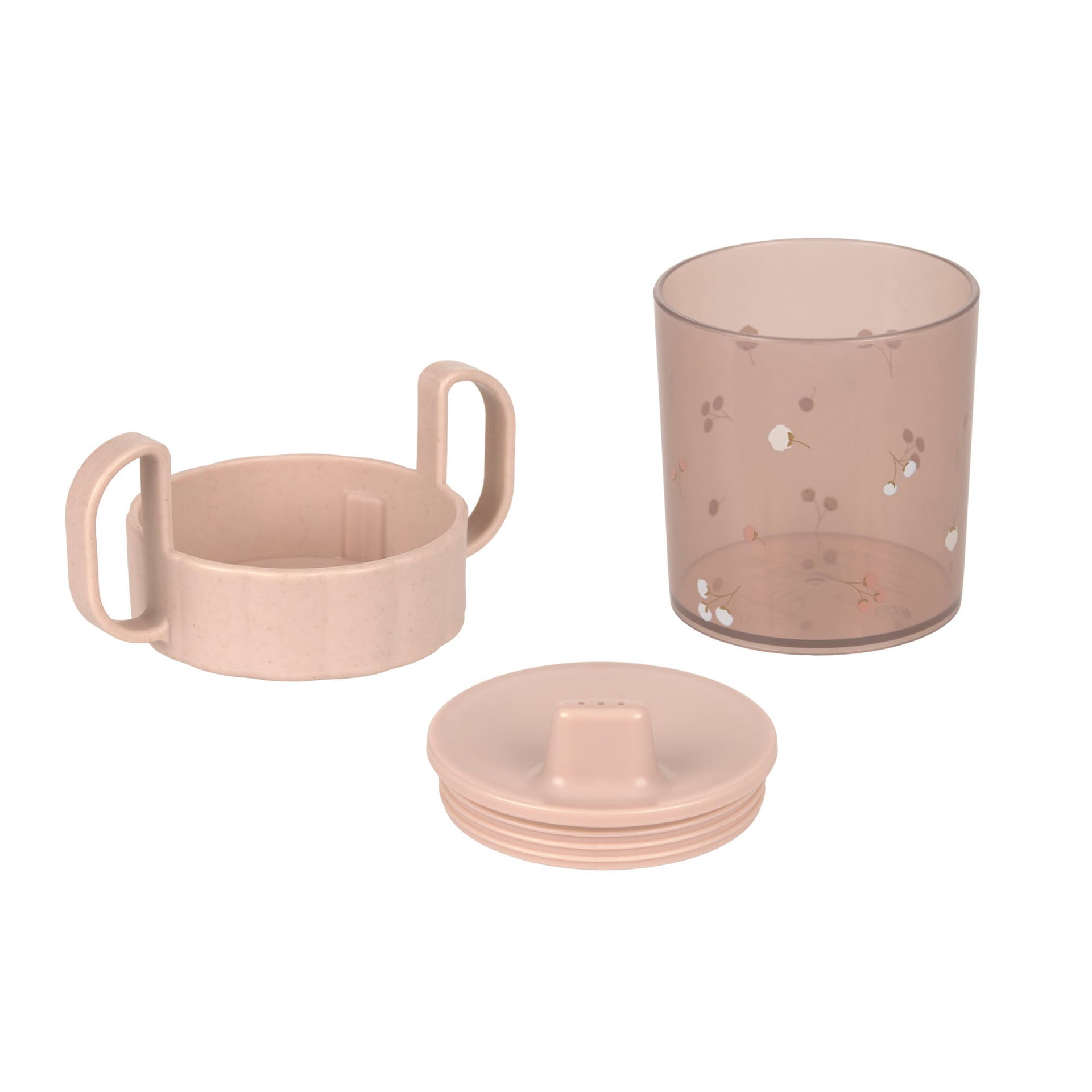 Trinklernbecher, Griffe, Trinkaufsatz, Rosa, Blumenmuster