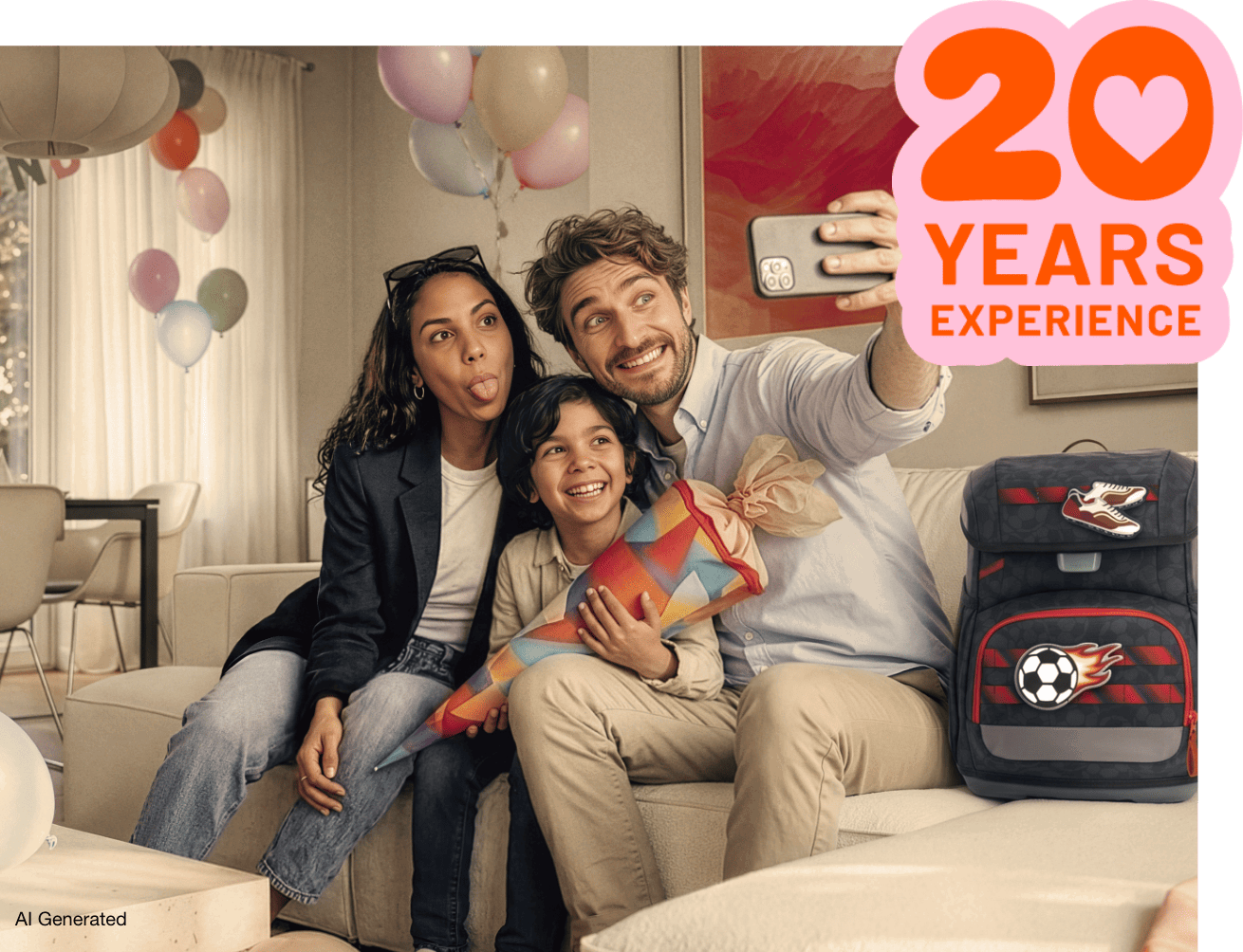 feiern, geschenk, ballons, familienfoto, kinder