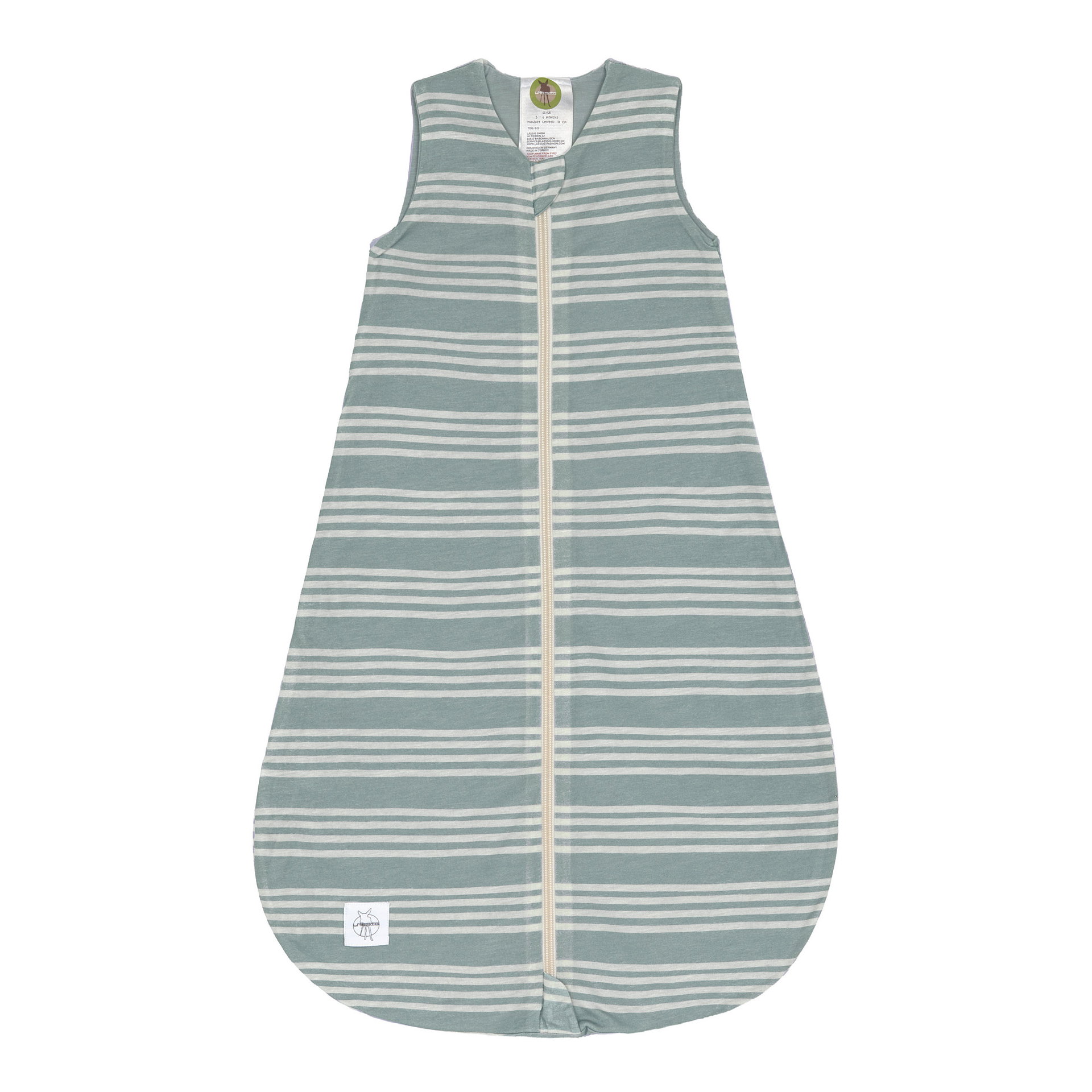 Bild 1 PreOrder 2026 - Sleeping Bag with TENCEL™ Lyocell  Striped granite green, Bekleidung, Weste, Rettungsweste, Schlafsack, Schlupf, gestreift, Reißverschluss, Baumwolle