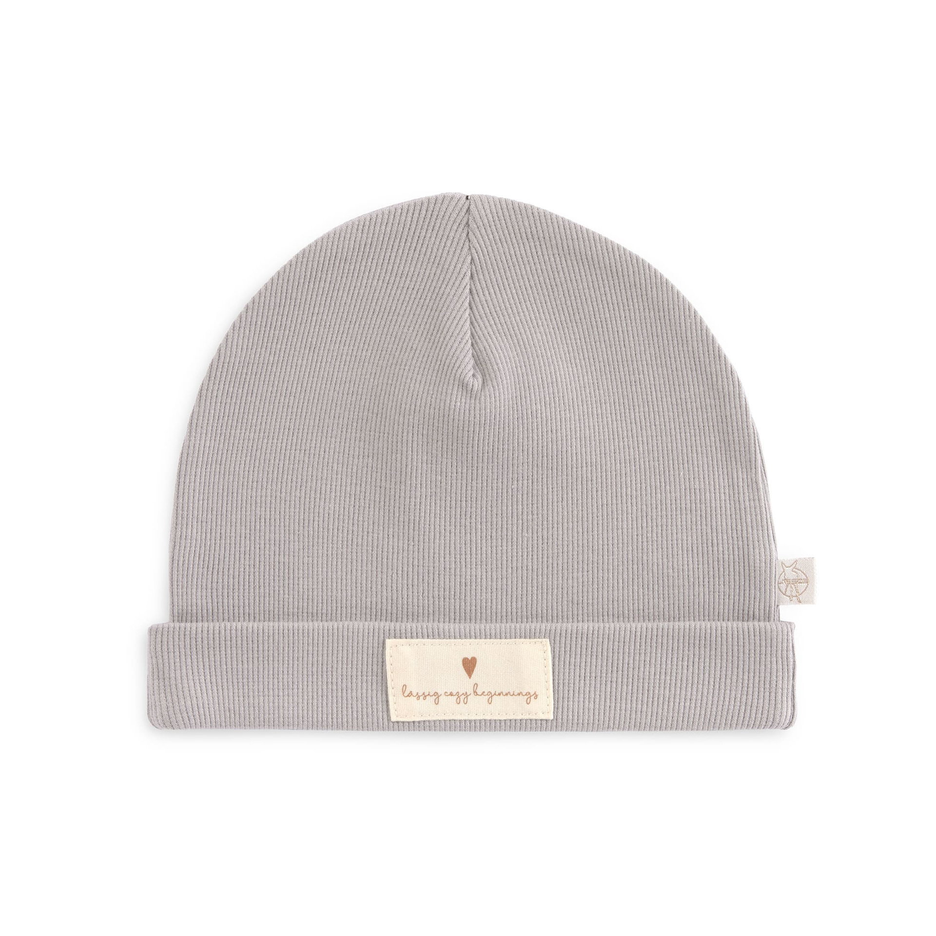 Beanie, Gestrickt, Einfarbig, Grau, Umschlagkrempe, Mütze, Rippstrick, Hellgrau, Umschlagbund