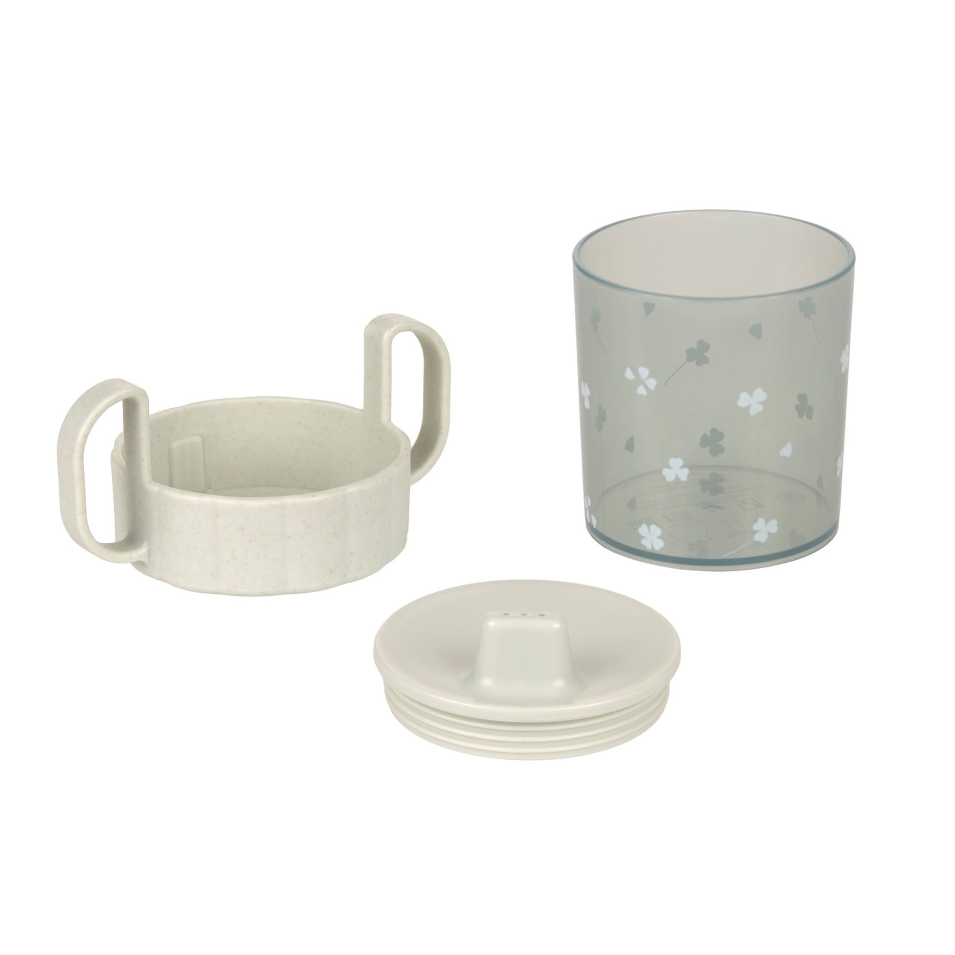 Babygeschirr, Trinkbecher, Schüssel mit Griffen, Blumenmuster, Kunststoff