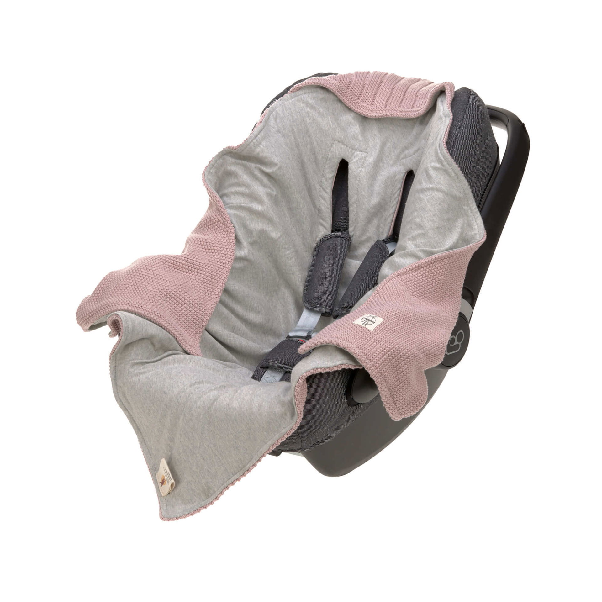 Car Seat Blanket Pink Baby Car Seat Blanket GOTS, Dusky Pink