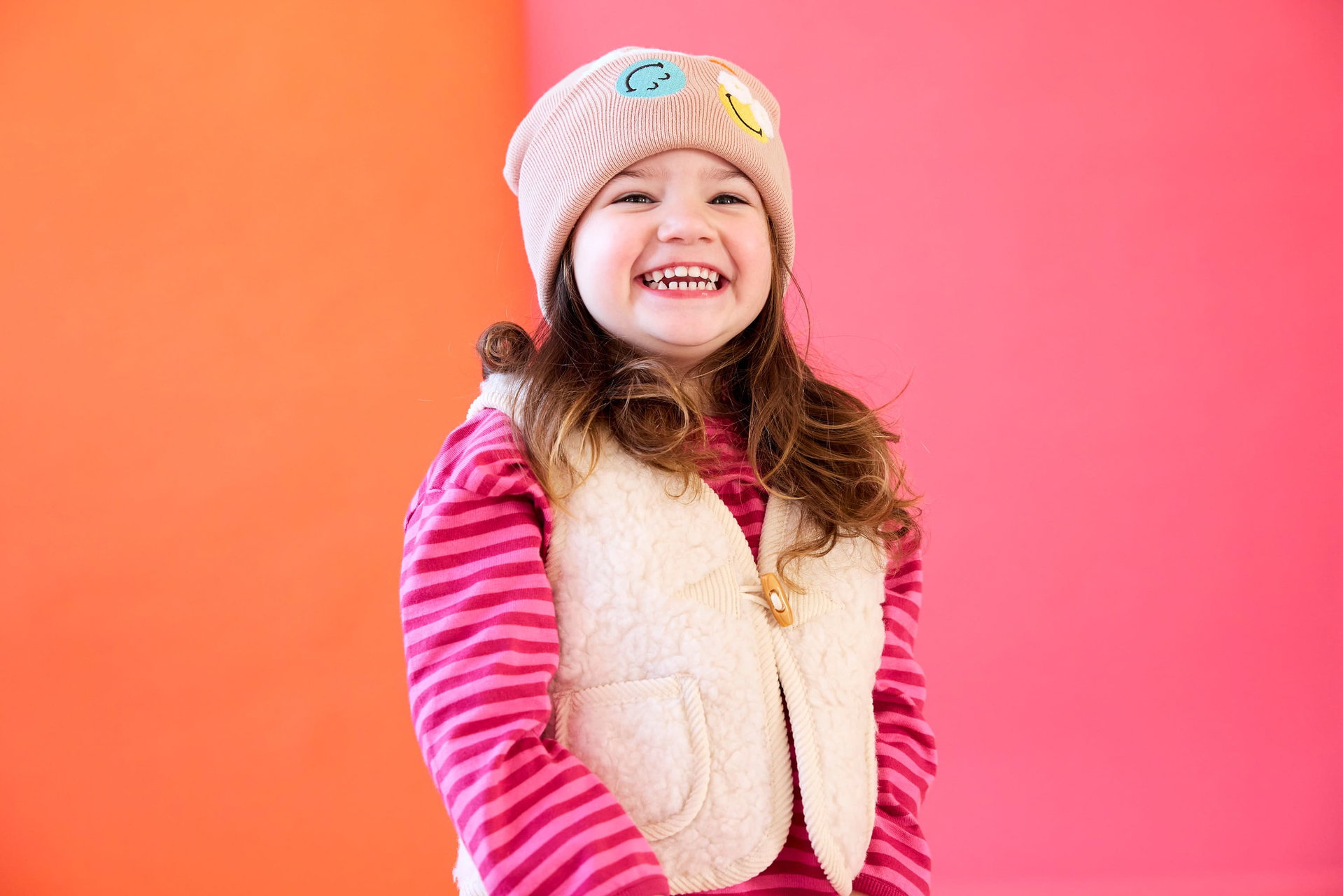 Kinder, Mütze, Beany, Strickjacke, Vest