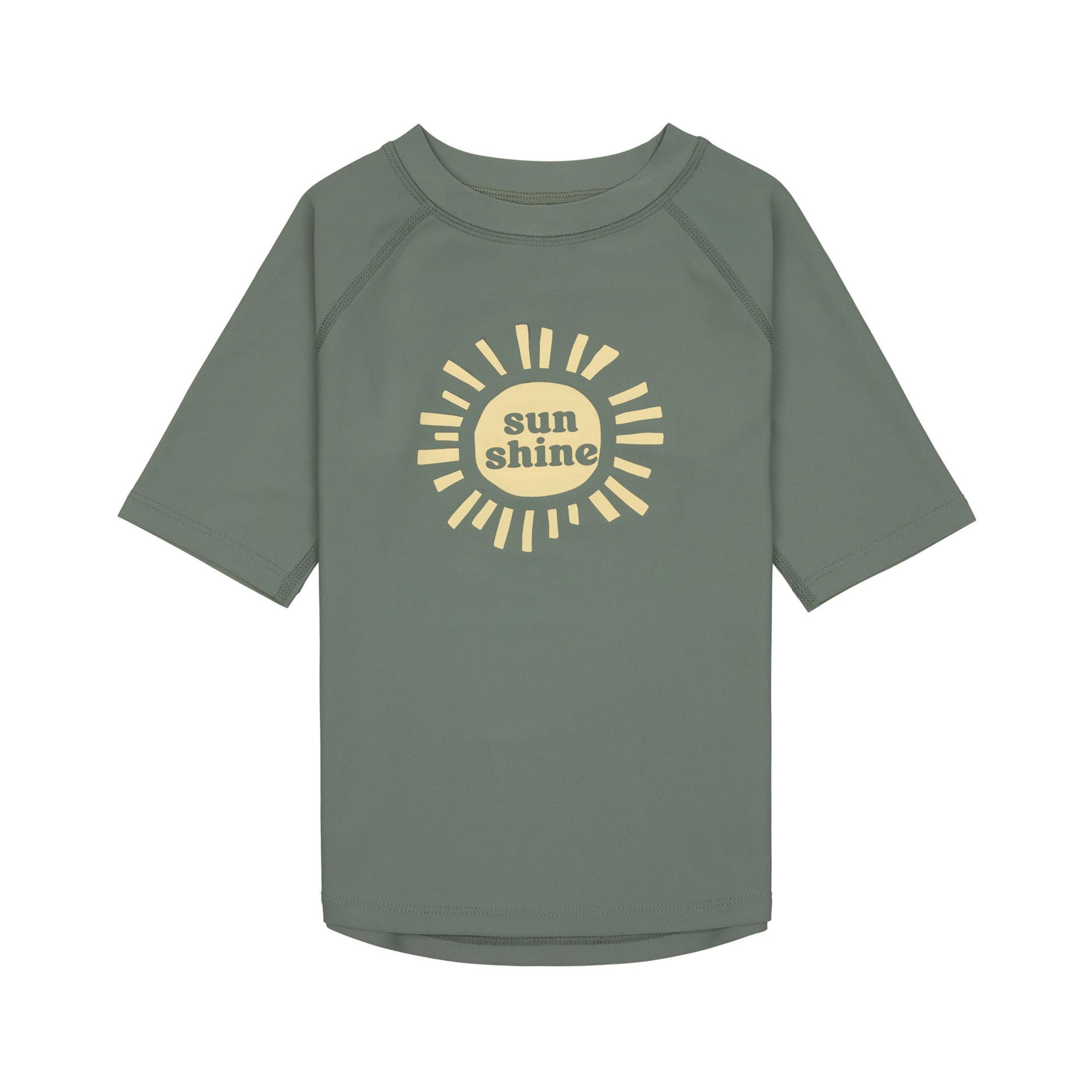 T-shirt de bains à manches courtes enfants (anti-UV) Soleil, olive foncé