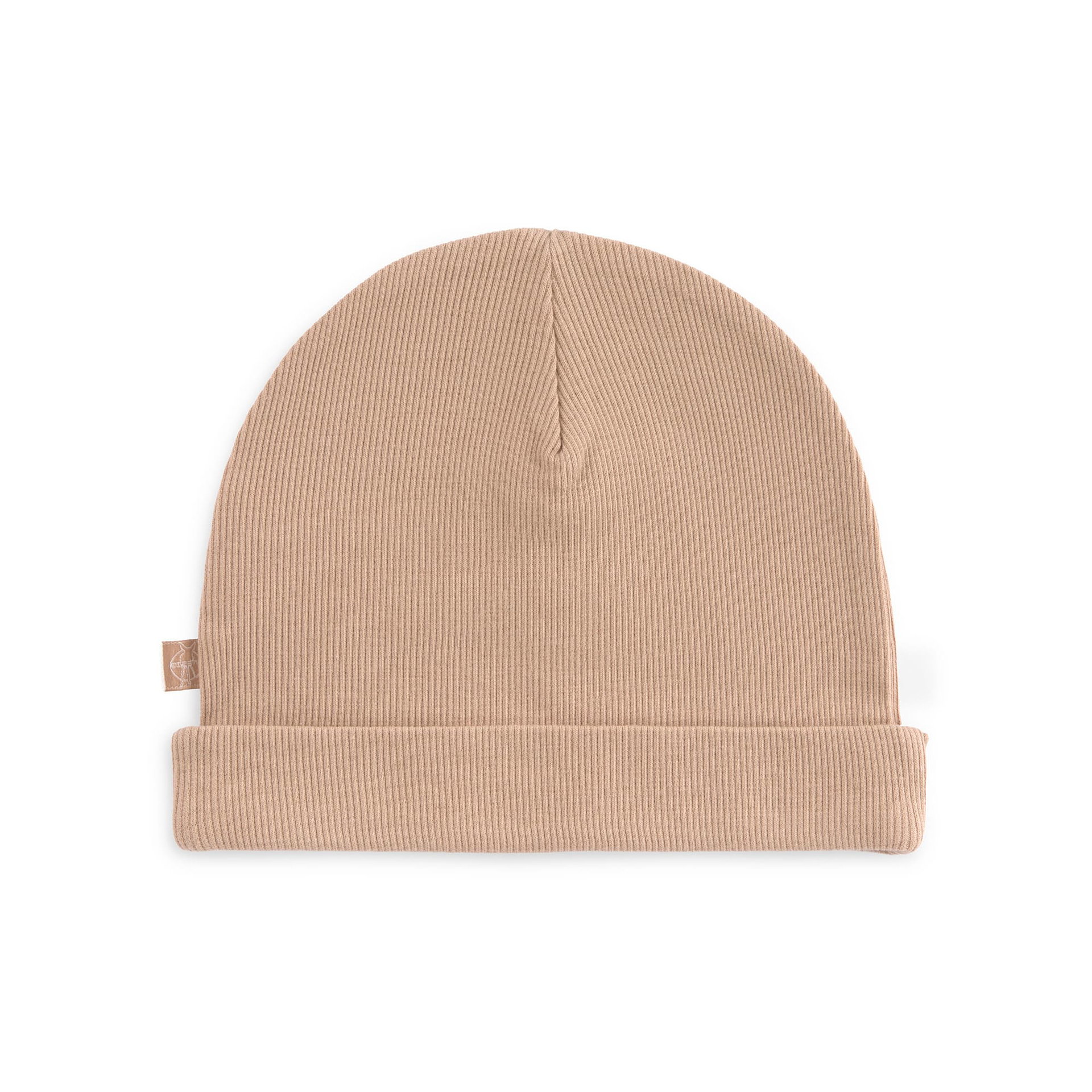 Strickmütze, Rippstrick, Beige, Umschlagbund