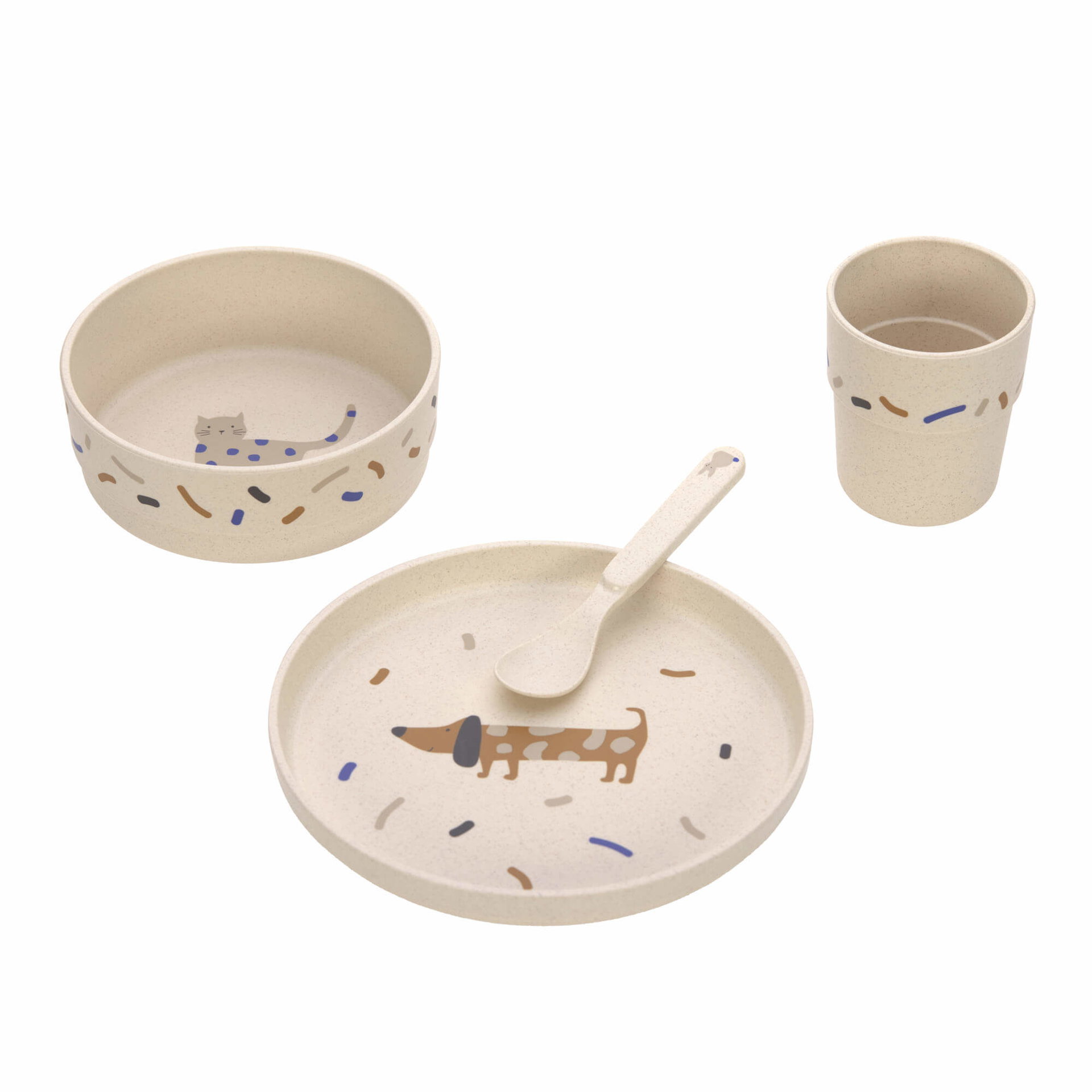 Kindergeschirr Set (Teller - Schüssel - Becher - Löffel) - Little Water, Wal
