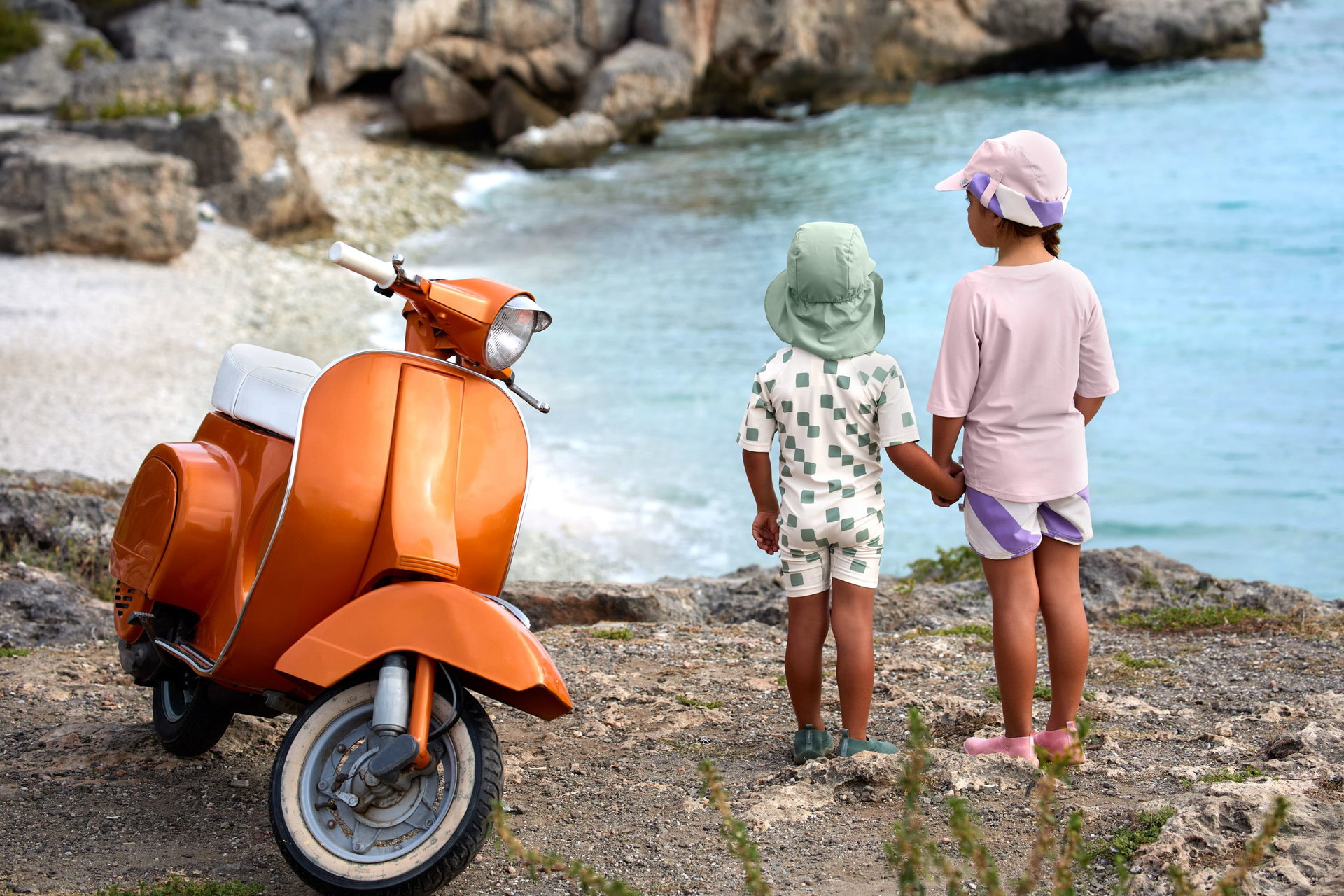 Vespa, Orange, Motorrad, Scooter, Strand/Meer