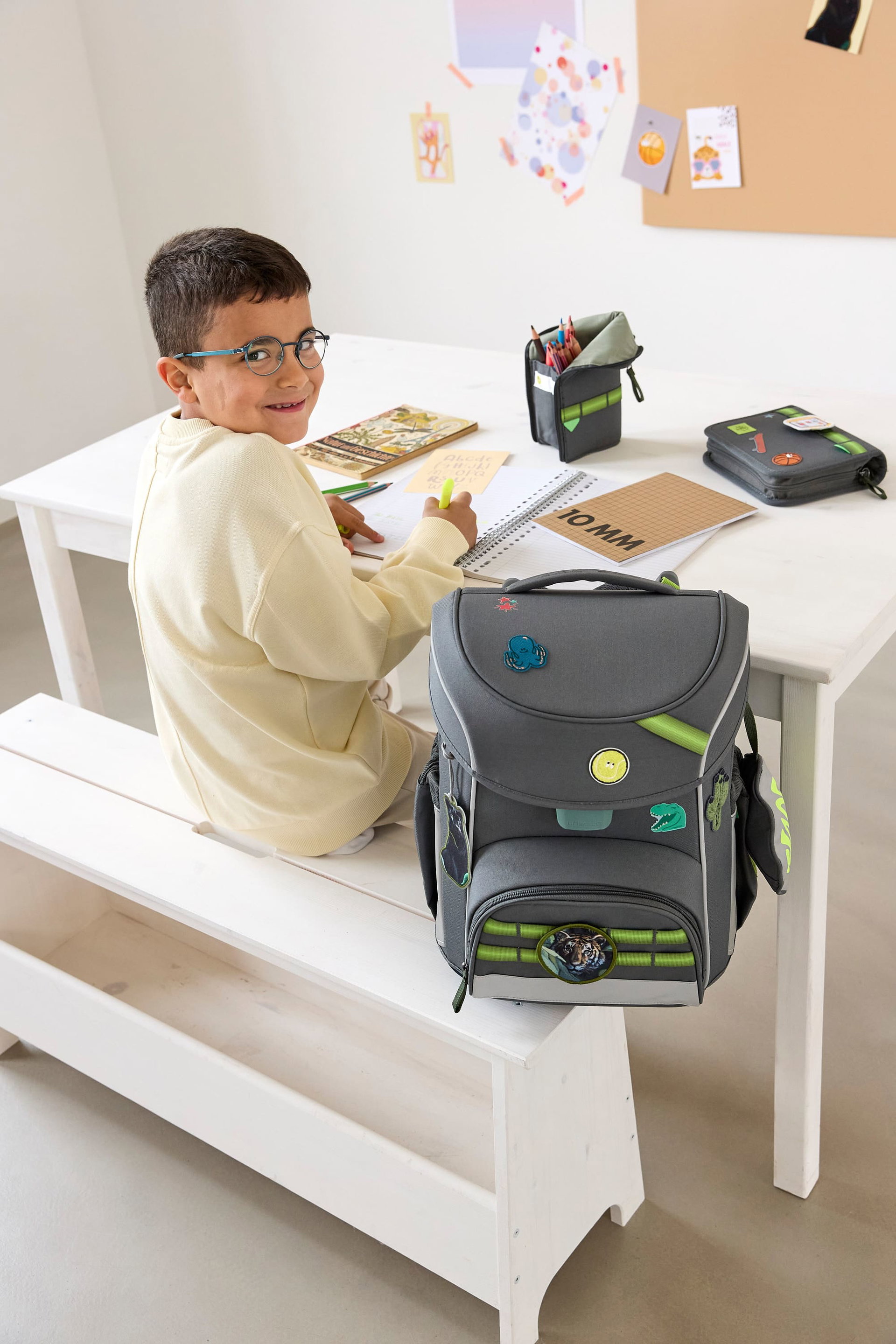 Schulranzen Set 7-teilig Slim - Unique, Anthrazit