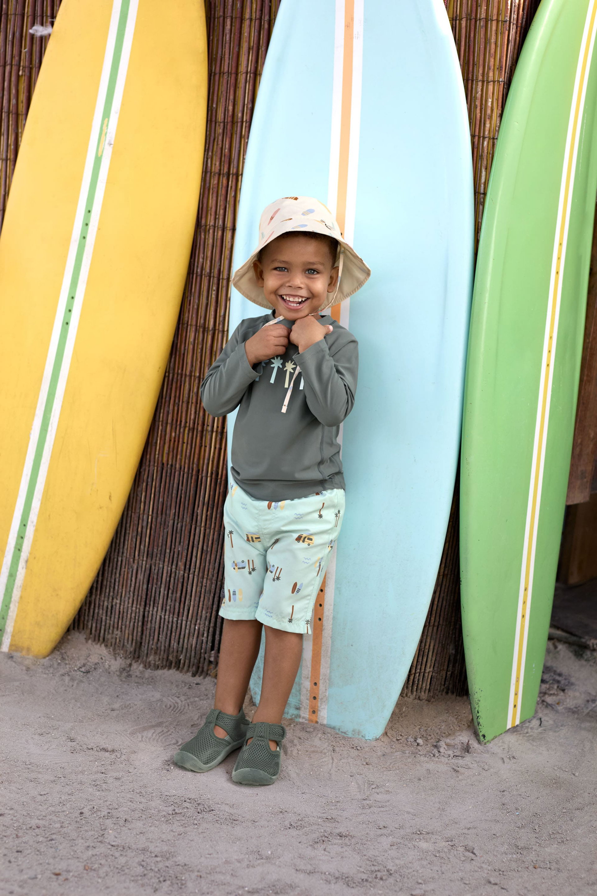 Bild 6 Sonnenhut Kinder (UV Schutz) - Surfbrett, Weiß