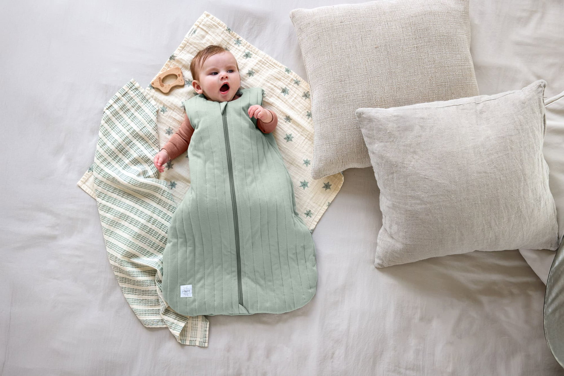 Baby Schlafsack 3 TOG - Bio Baumwolle, Granit Grn | Lssig
