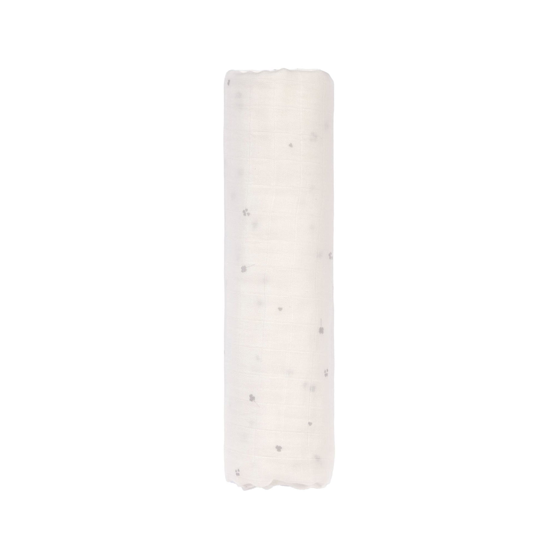Muslin, Stoffrolle, Baumwolle, Beige/Weiß, Gedrucktes Muster