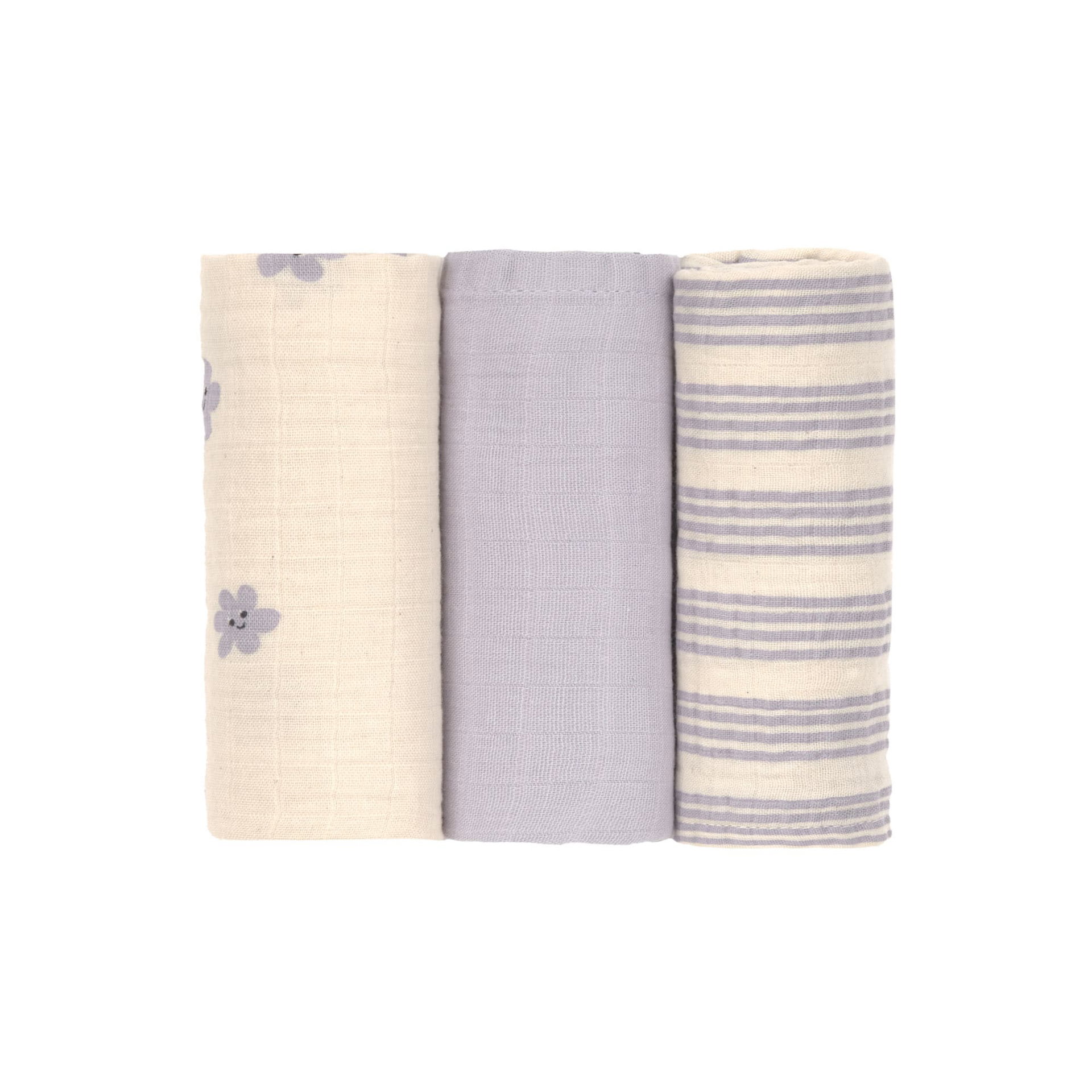 Bild 7 Swaddle & Burp Blanket M 3 pcs Tiny Team pastel  lilac, 60 x 60 cm (organic in conversion), Dekoration für Zuhause, Leinen