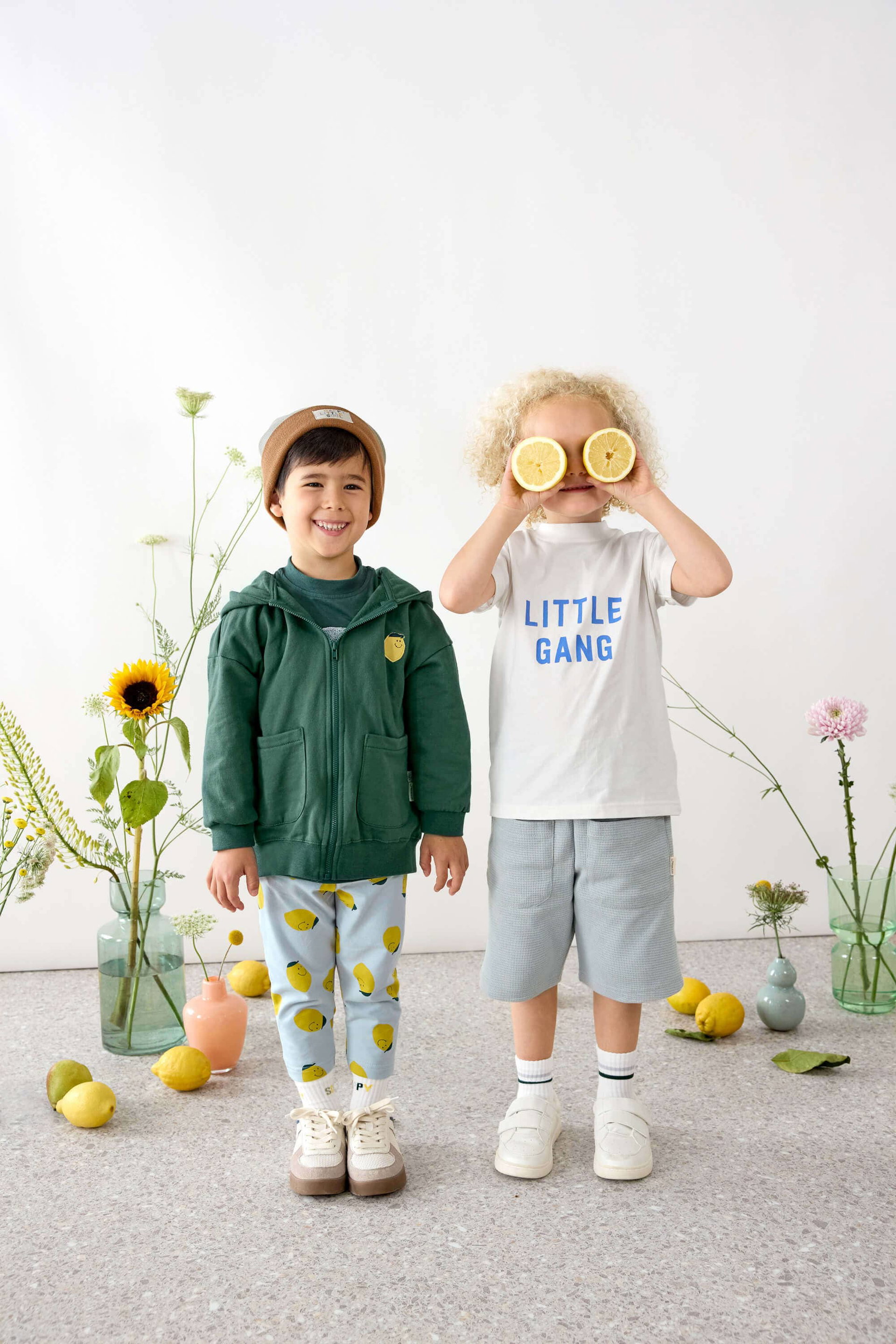 Kurze Hose Kinder - Bio Baumwolle, Little Gang, Hellblau