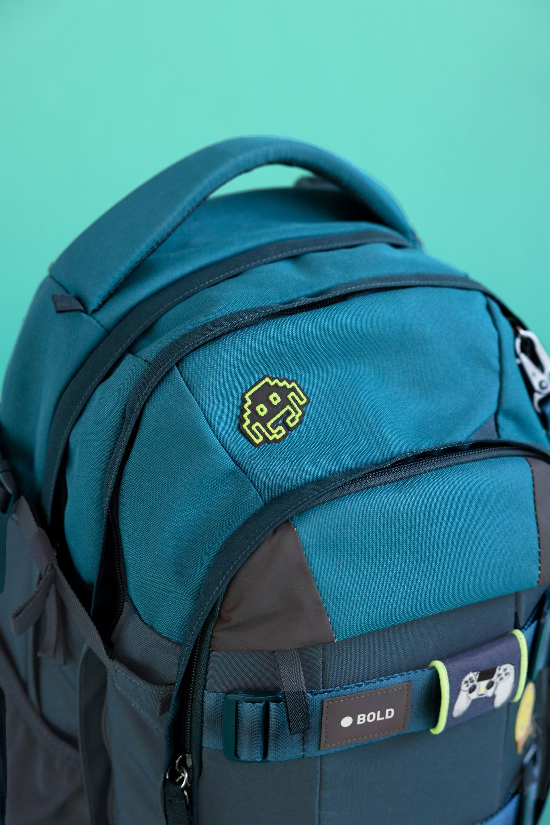 Rucksack, Backpack, Taschen, Teal, Rucksack-Fronttasche, Rucksack, Backpack, Teal, Laptopfach, Klettverschluss