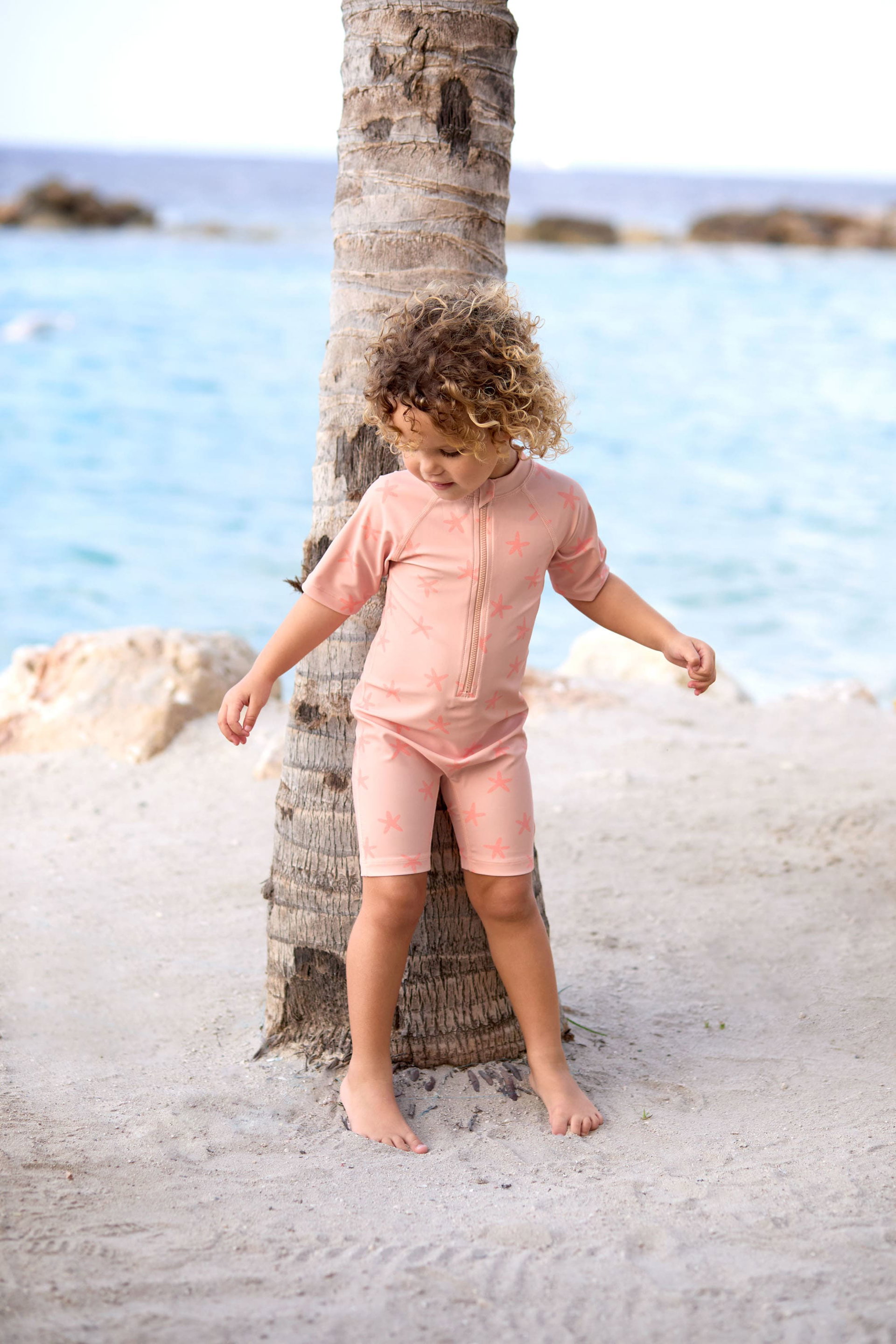 Bild 3 Schwimmanzug Kinder Kurzarm (UV Schutz) - Seestern, Rosa