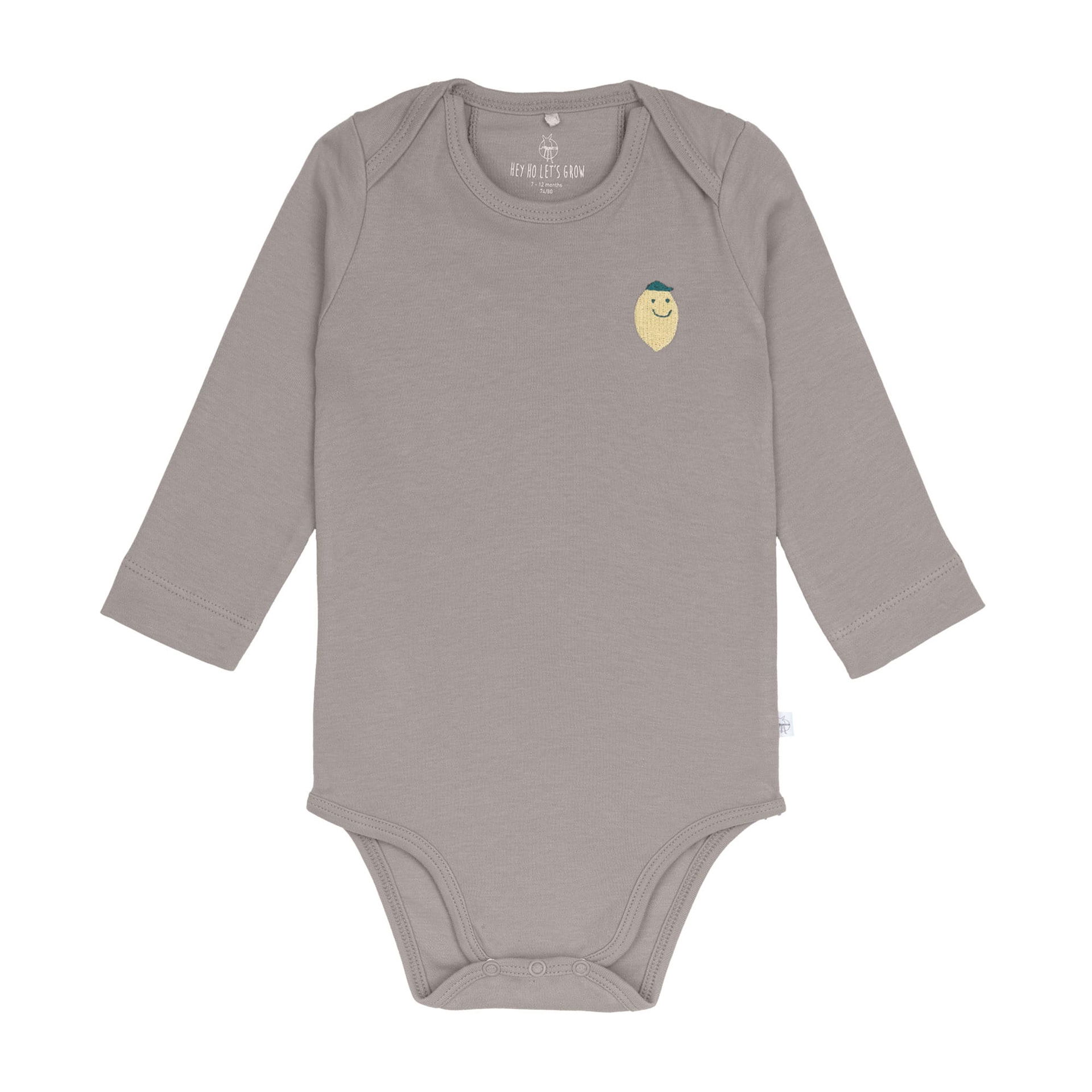 Long Sleeve Baby Bodysuit bio cotton, Lemon taupe