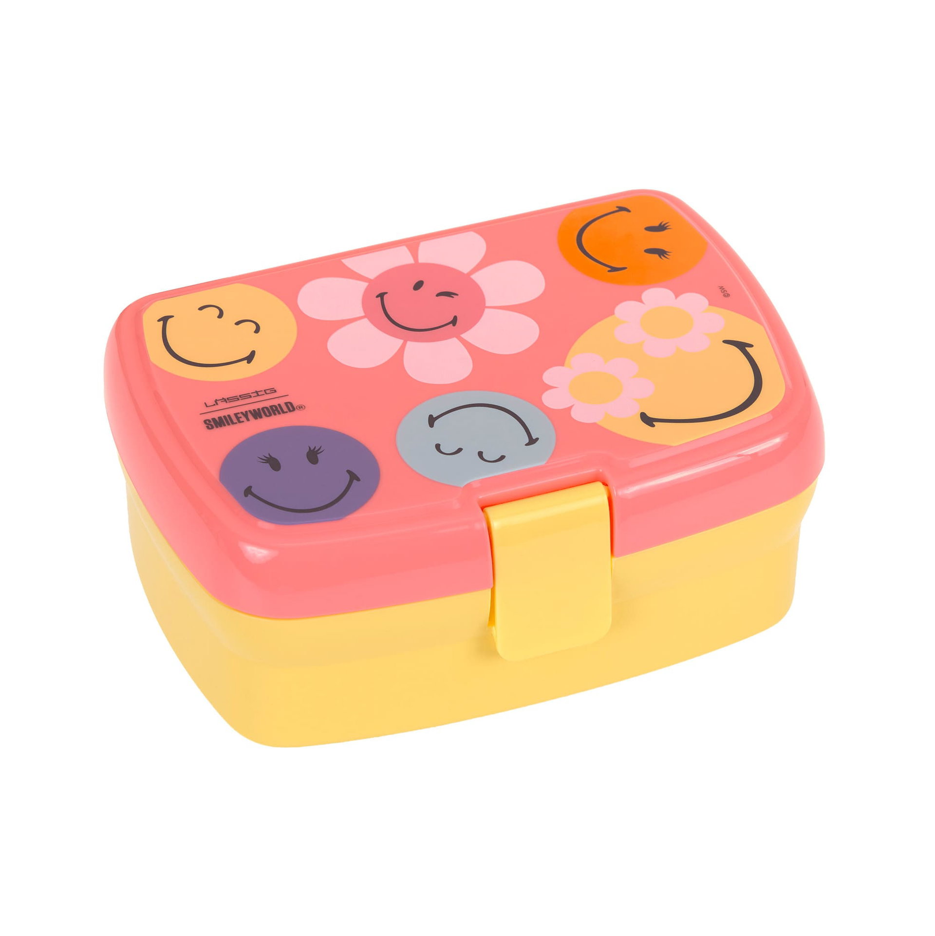 Schmuckbox, Kindersnackbox, Bunte Blume, Fröhliche Gesichter, Kunststoffbehälter