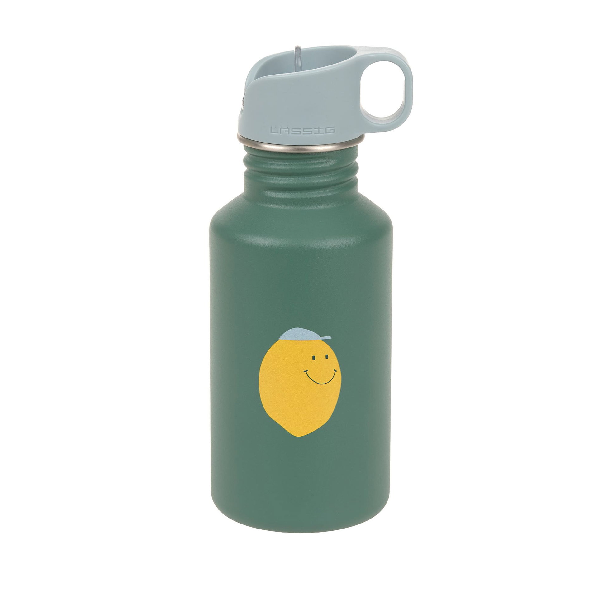 Flasche, Wasserflasche, Shaker, Flasche, Wasserflasche, Grün, Zitrone Gesichtsillustration, Trinkbehälter
