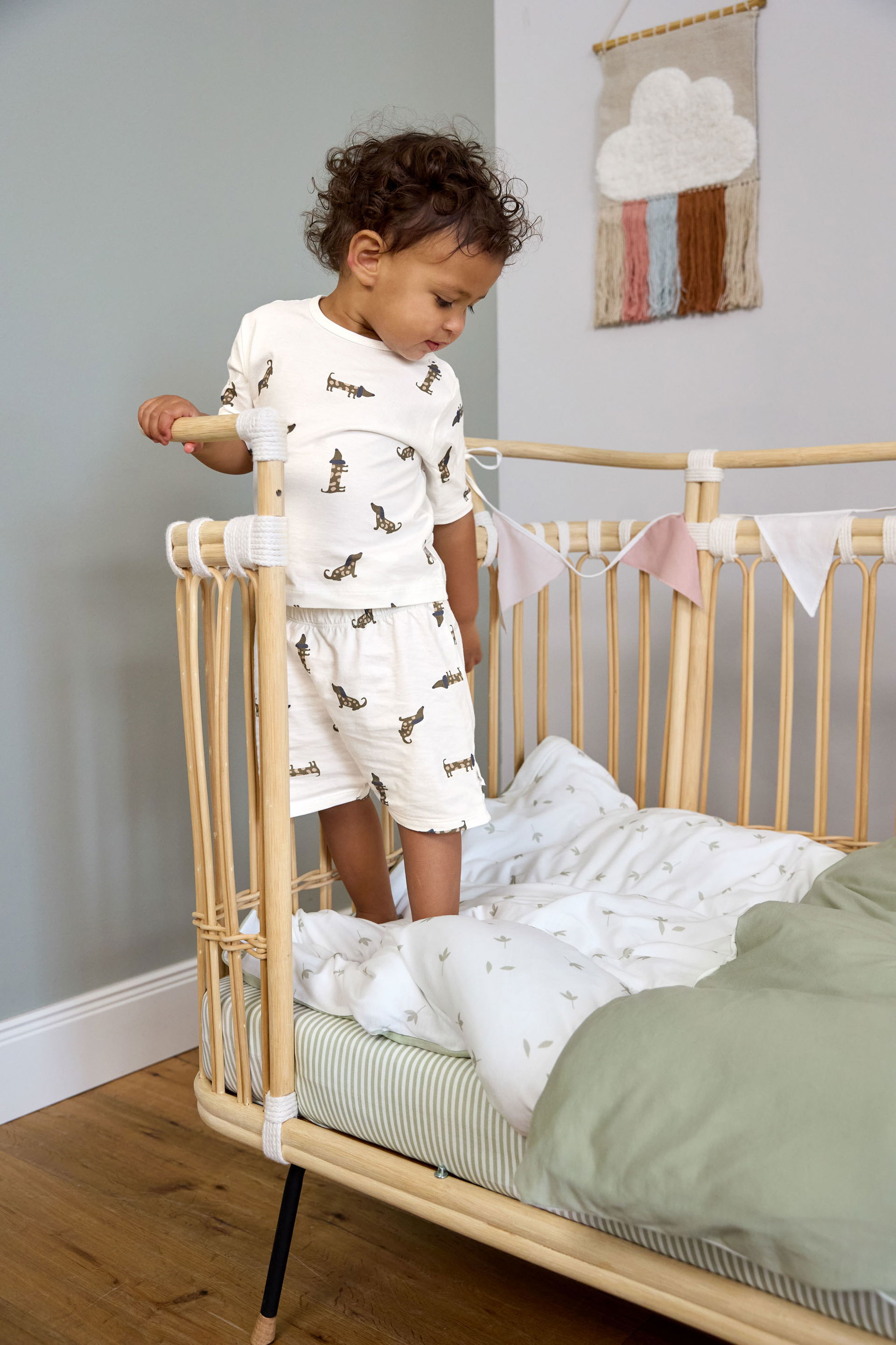 Bedding Set Children Eucalyptus, Leave milky olive Lässig
