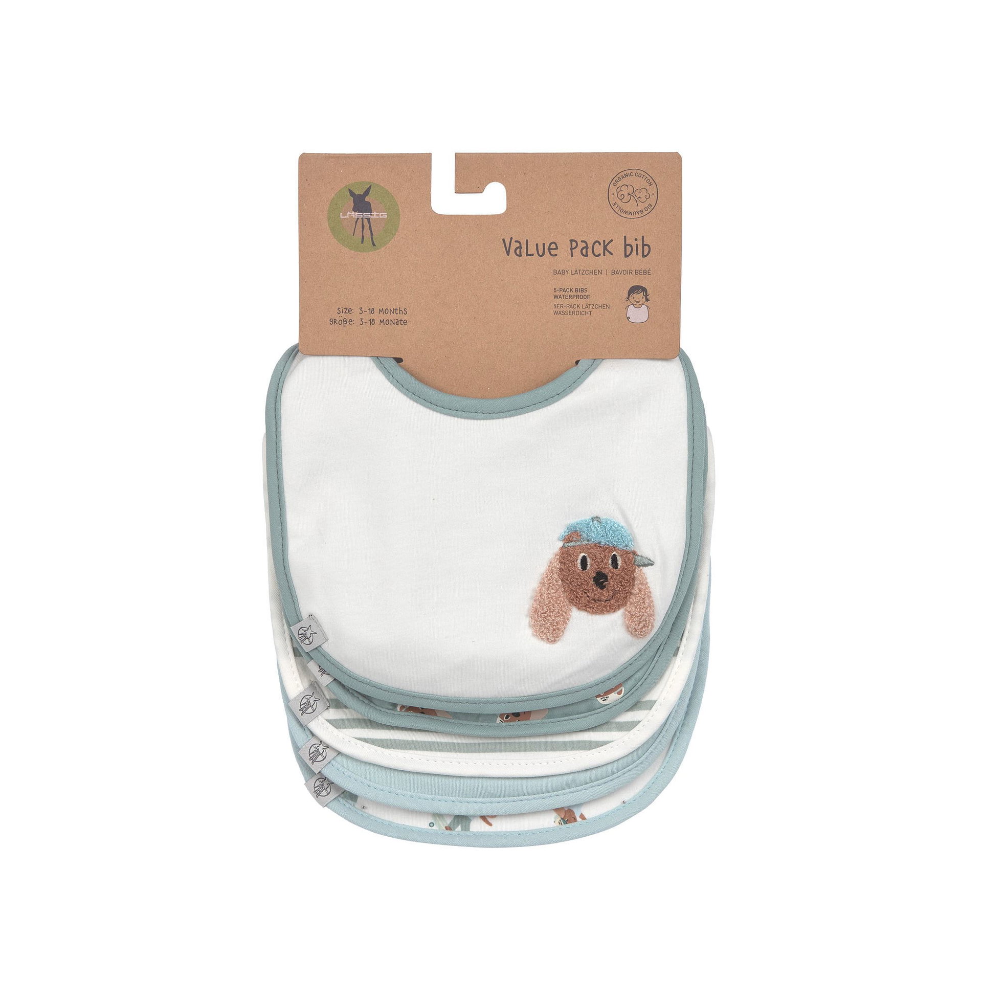 Bild 5 Value Pack Bib 5 pcs Tiny Team Dog, Visitenkarte, Papier, Text