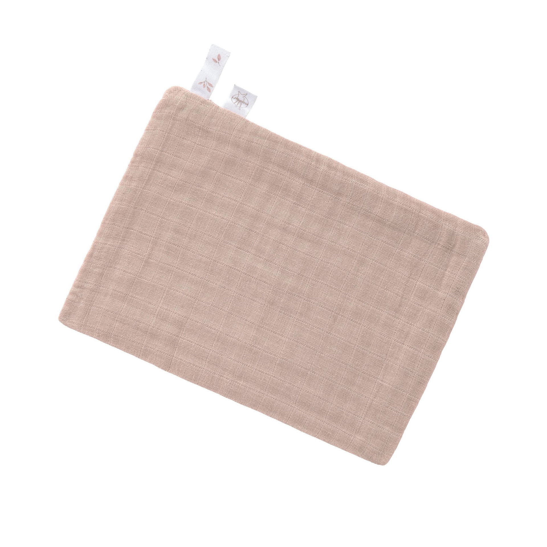 Beutel, Kosmetiktasche, Leinen, Beige, Reißverschlussanhänger