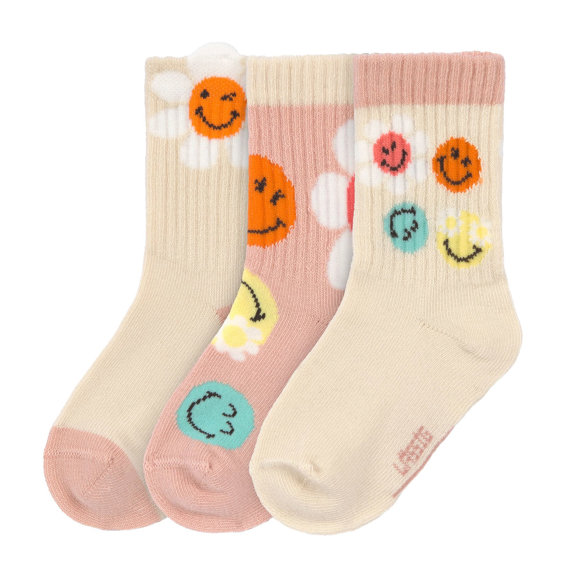 Bild 1 V-MASTER Socks 3 pcs SmileyWorld® dusty rose, Bekleidung, Strumpfwaren, Socken, Kinder, Gemustert, Smileys, Beige