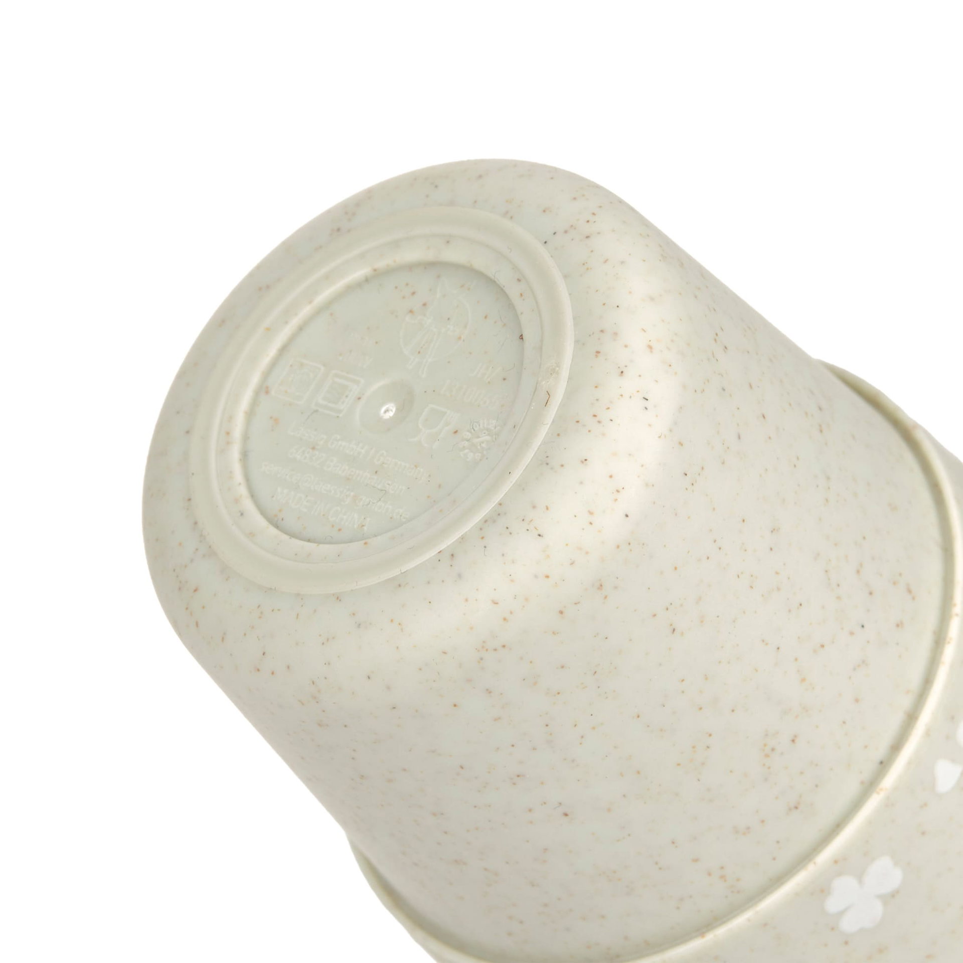 Keramikbecher, Cremeweiß, Gesprenkeltes Muster, Blumenmotiv