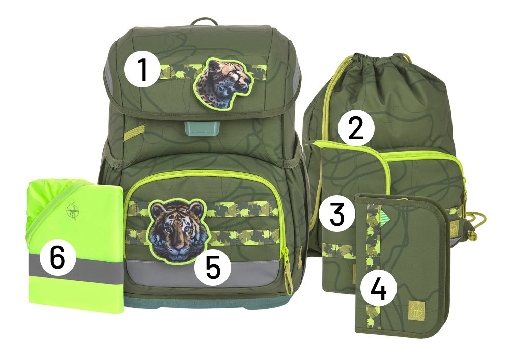 Rucksack, Backpack, Camouflage, Tiermotiv, Schulset