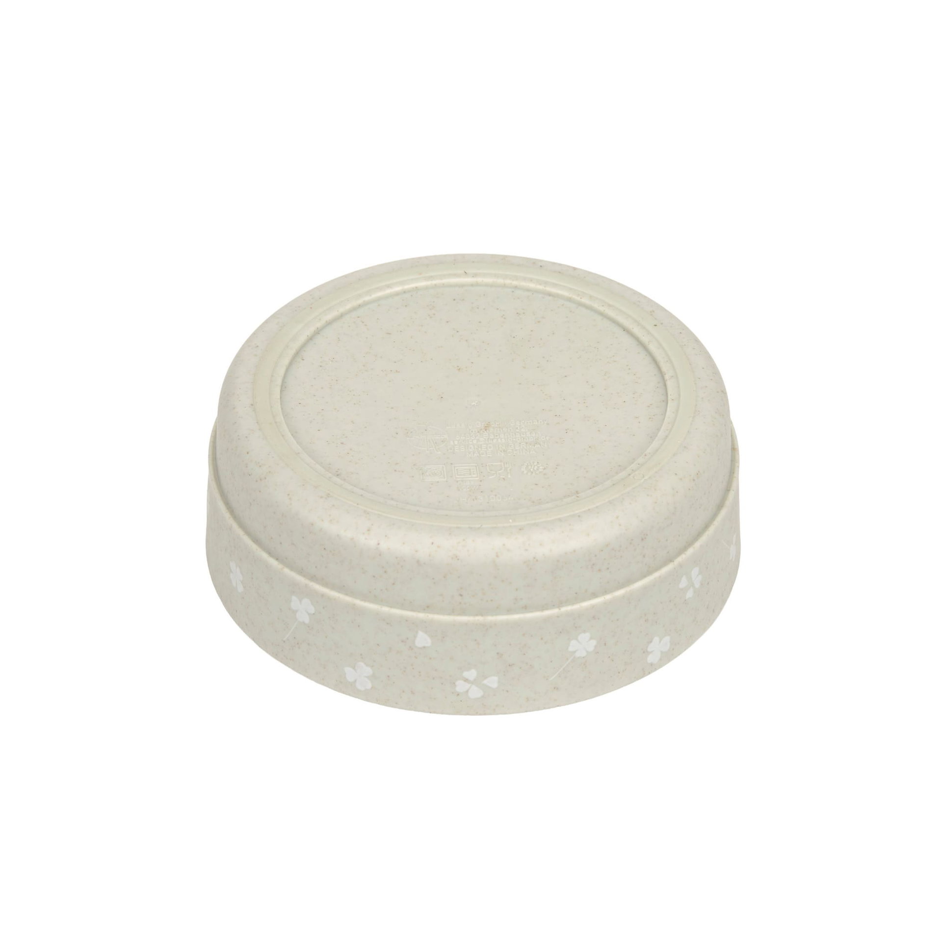 Runde Schale, Beige, Blumenmuster, Gesprenkelt