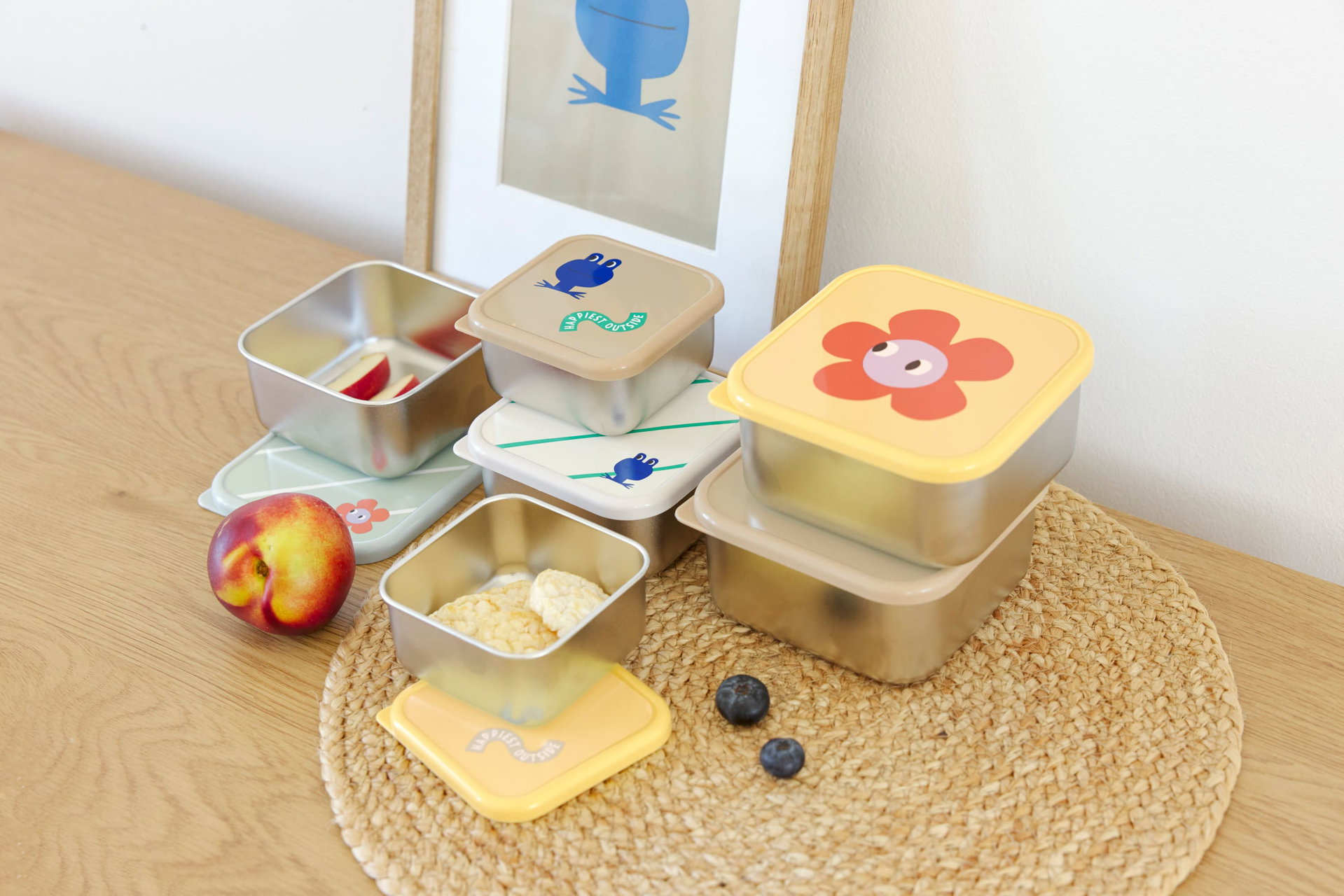 Kids lunchbox, Snack containers, Bento boxes, Stainless steel, Colorful lids