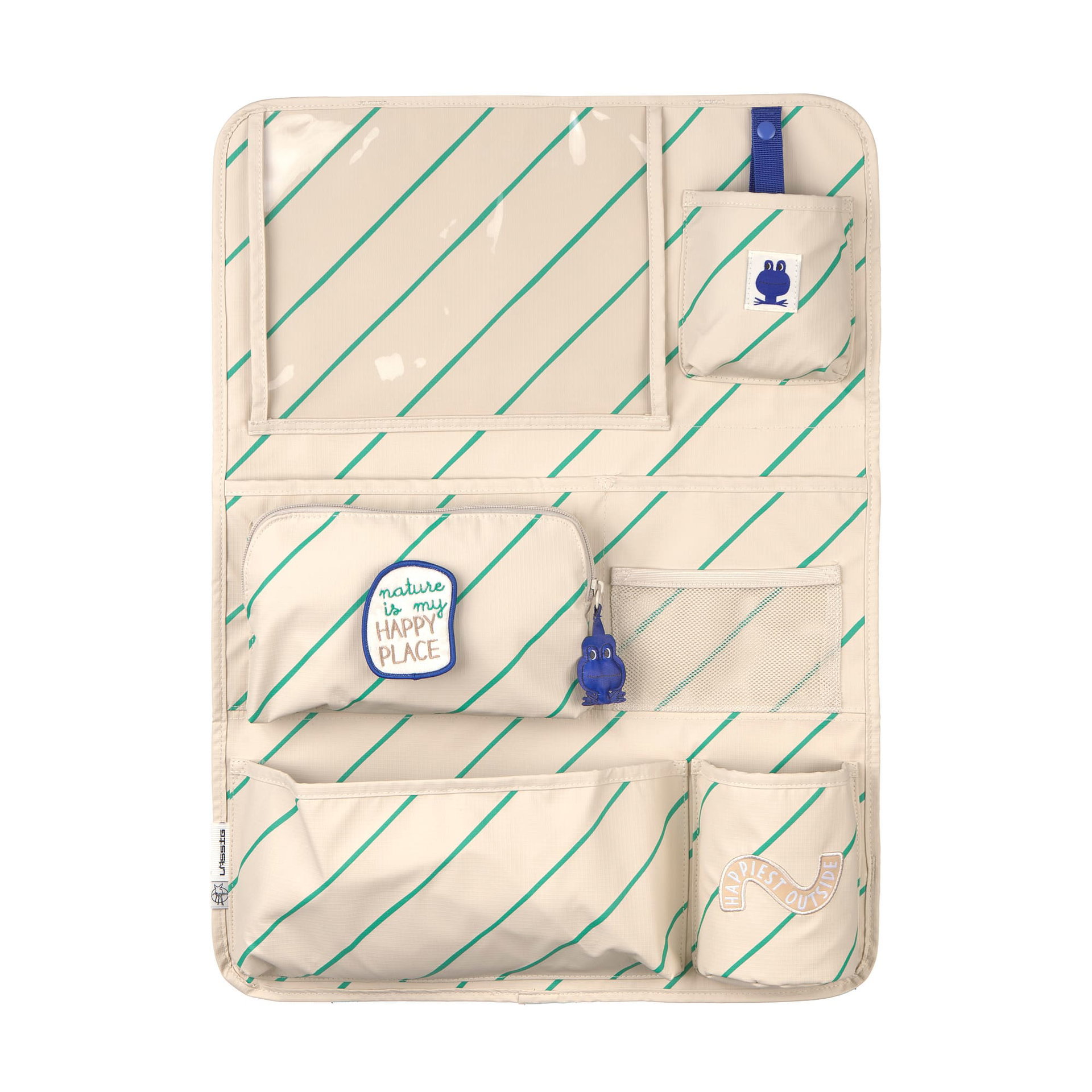 organizer, travel, pocket, beige, diagonal-stripe