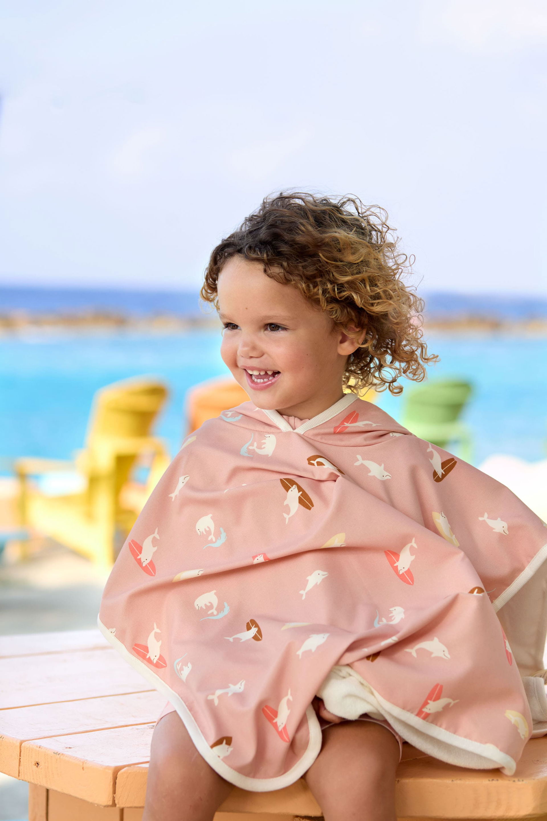 Poncho de plage anti-uv enfants Dauphin, pêche