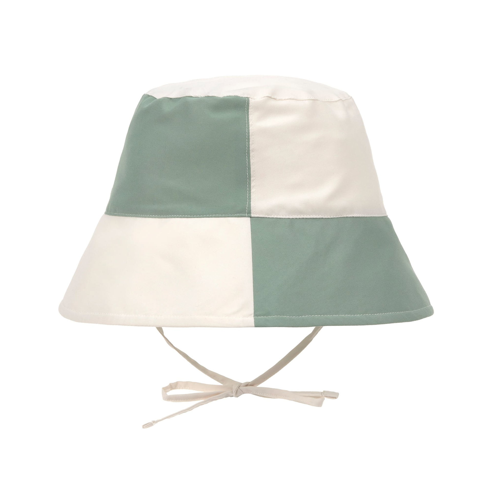 Bild 1 PreOrder 2026 -  Sun Protection Fishing Hat Checkerboard  green/sea salt, Bucket-Hut, Patchwork, Baumwolle, Pastellgrün, Bindeband