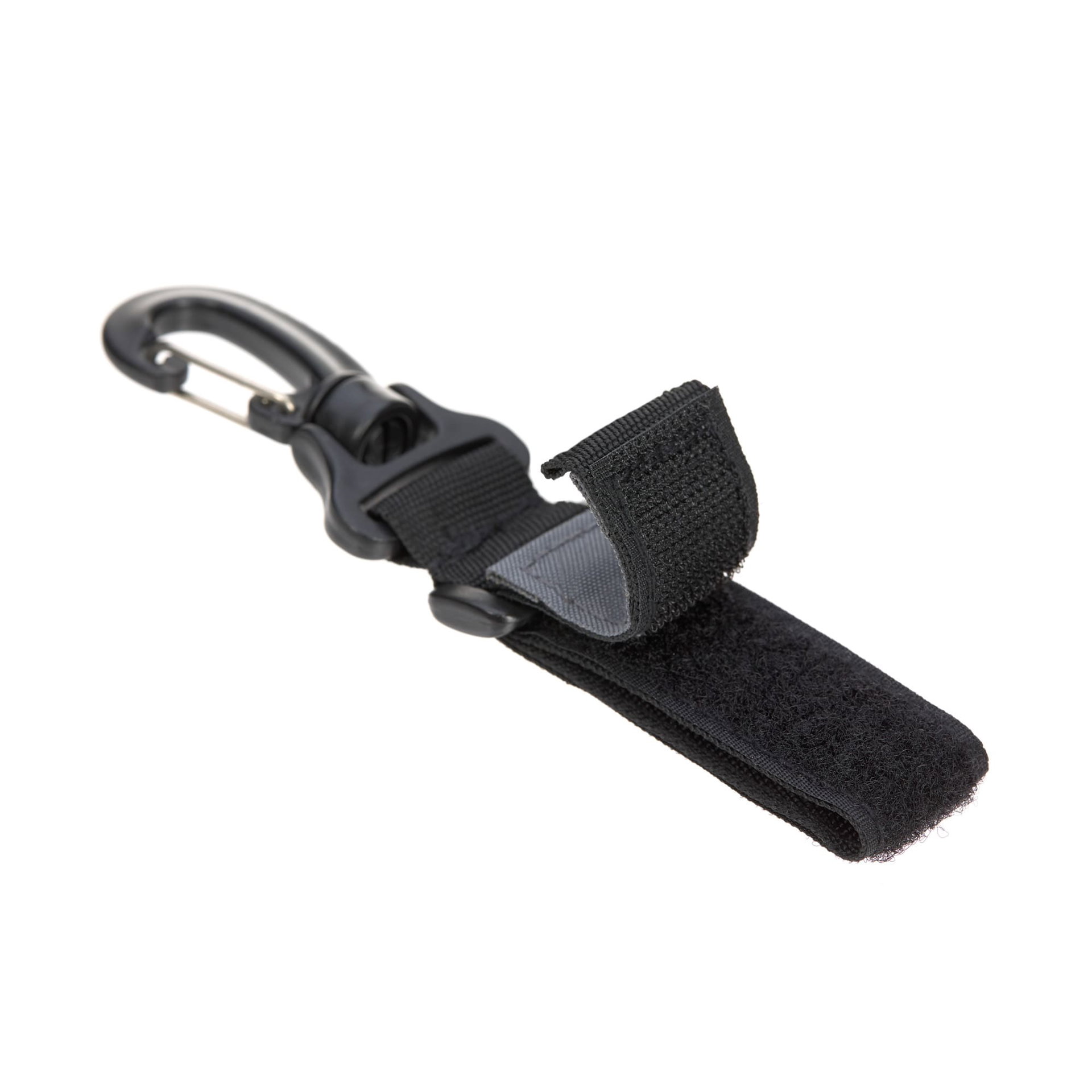 Schlüsselanhänger, Karabiner, Klettverschlussriemen, Schwarz, Kabelaufbewahrung
