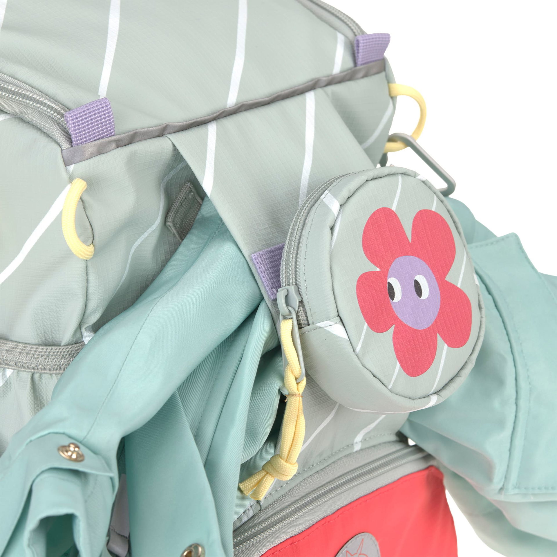 Rucksack, Kindergarten, Blumenaufnäher, gepolstert, Streifen