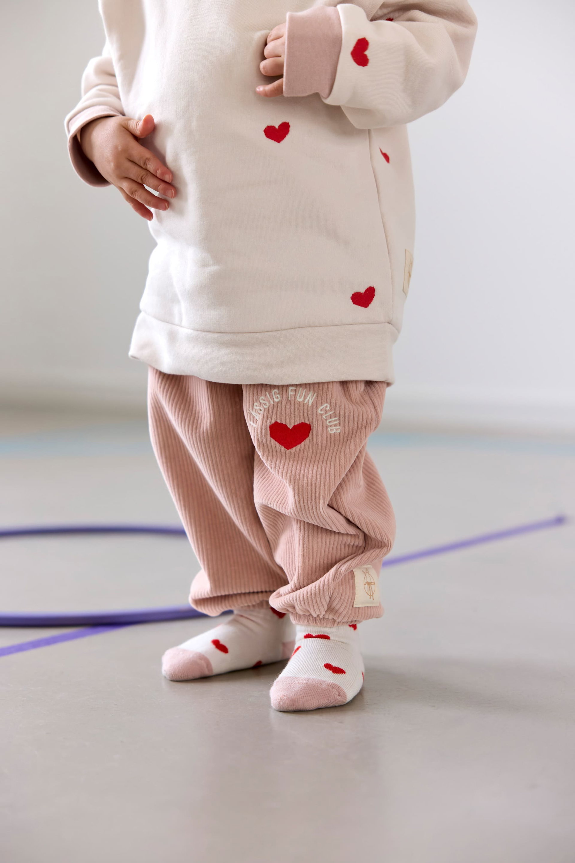 Kleidung, Babykleidung, Rosa Hose, Herz Muster, Socken