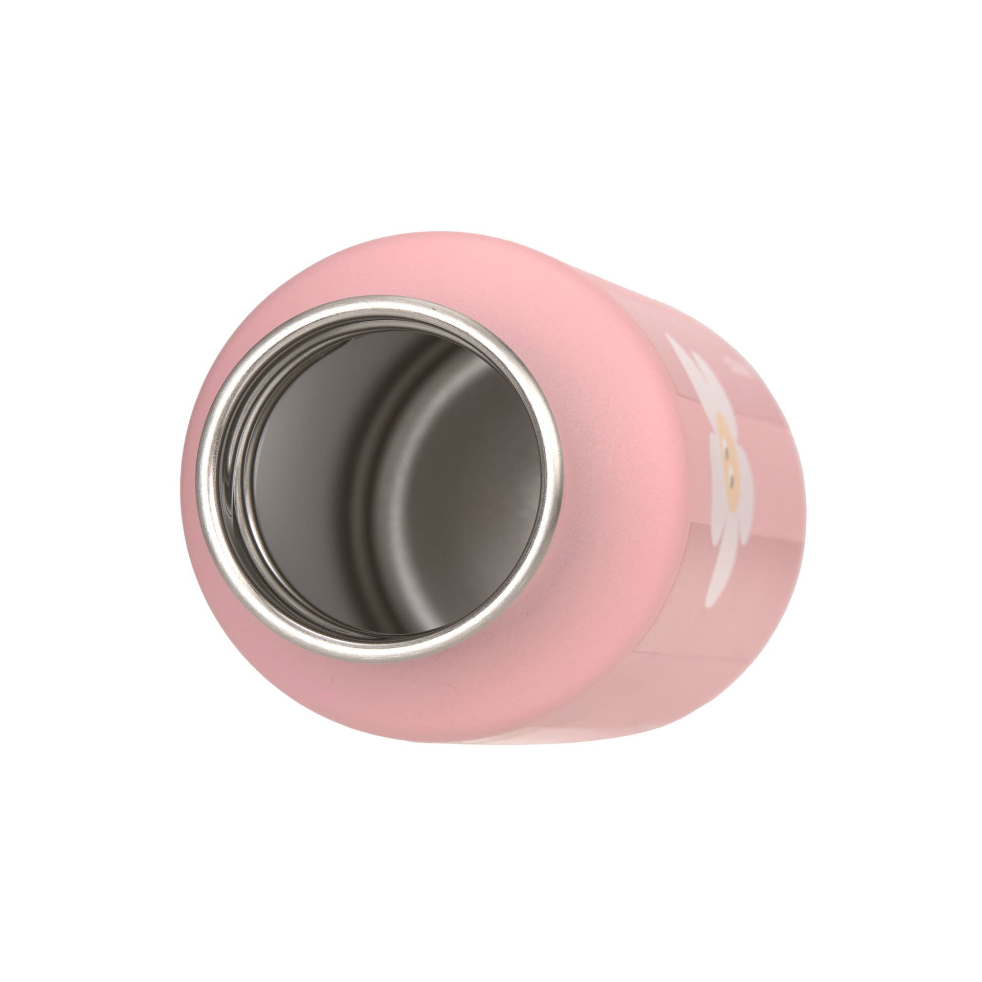 kleiner thermos, rosa flasche, stahlrand, blumenmuster, vakuumflasche