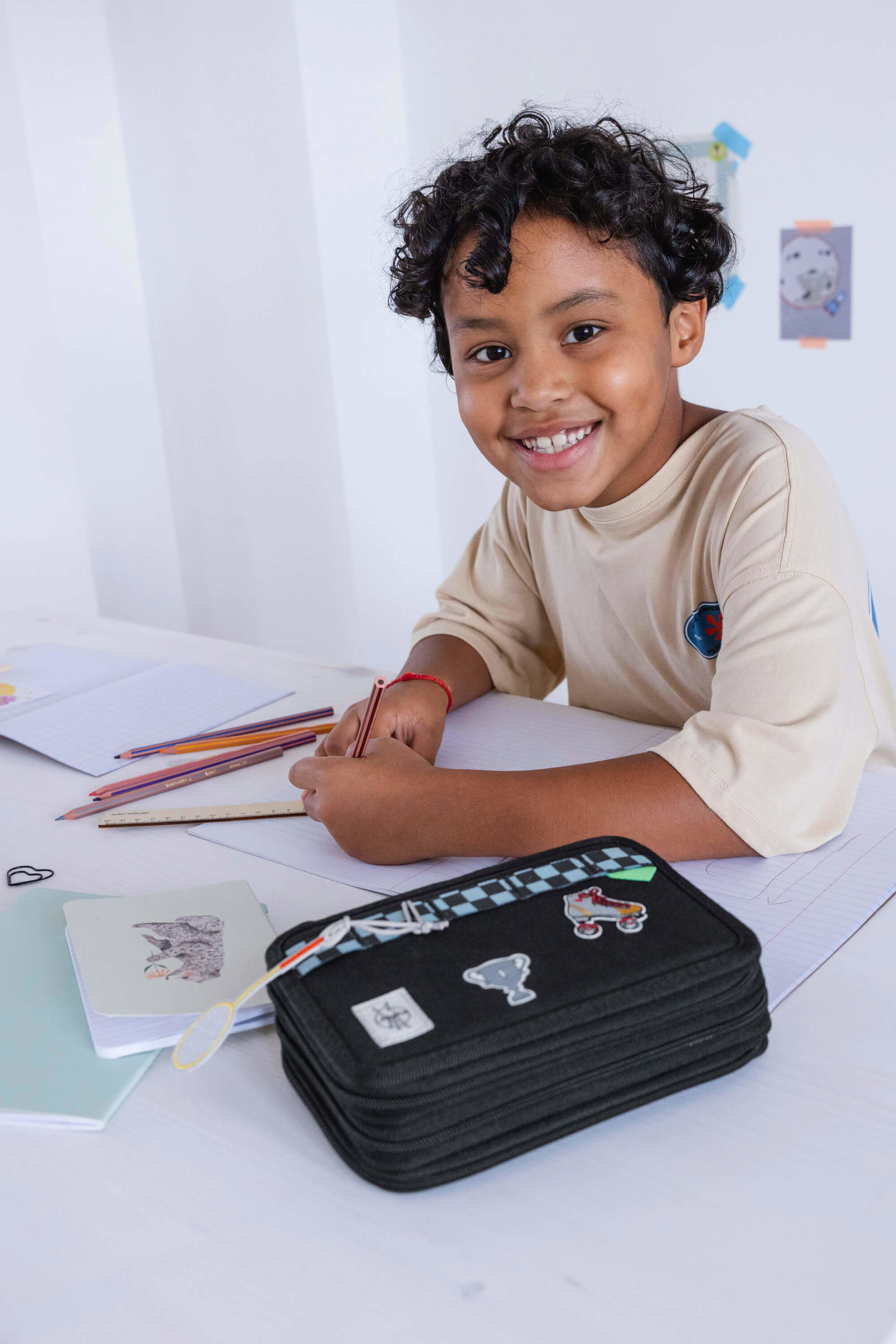 Kinder, Schüler, Stift, Skizzenbuch, Kunstset