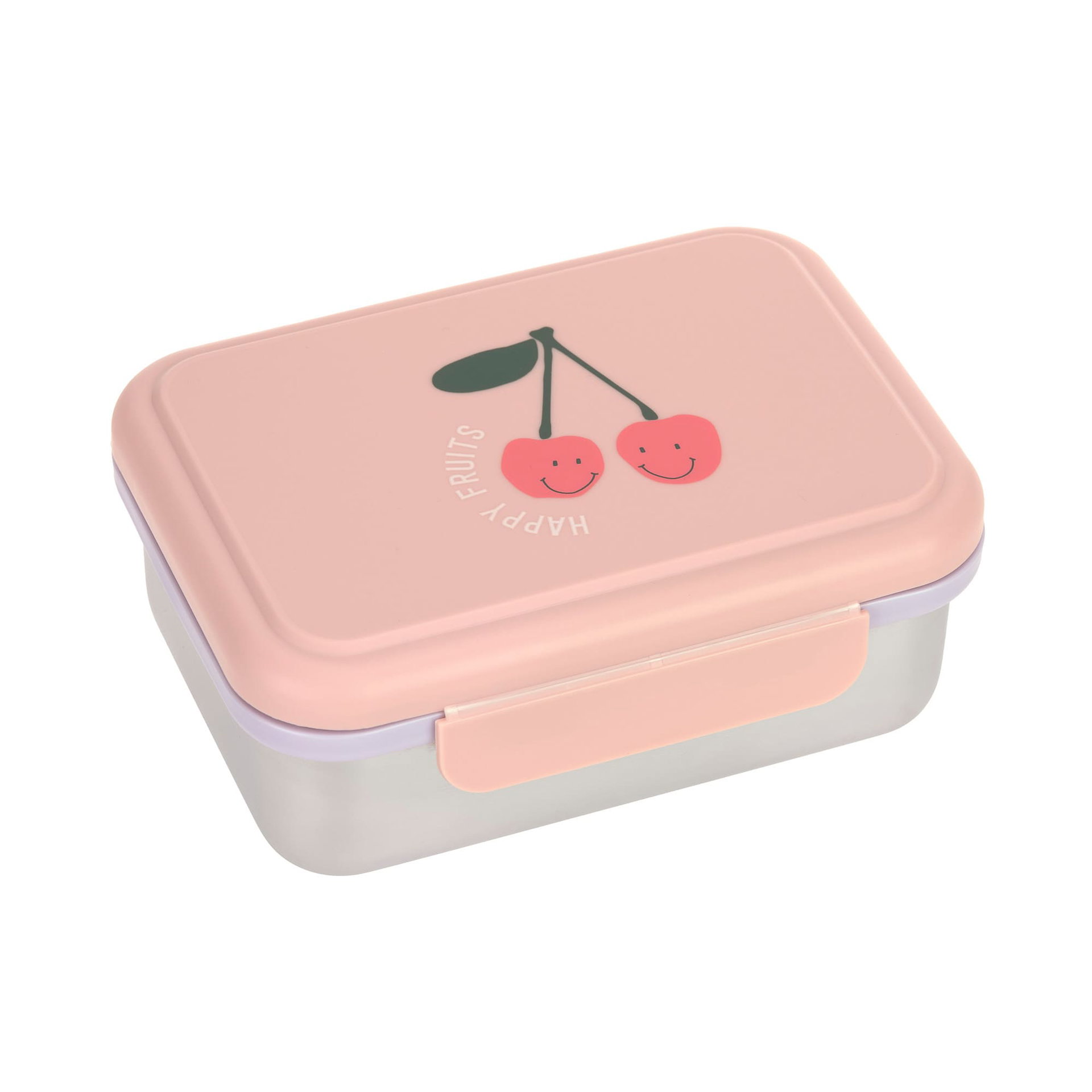 lunchbox, plastik, rosa deckel, kirschen, bento-box