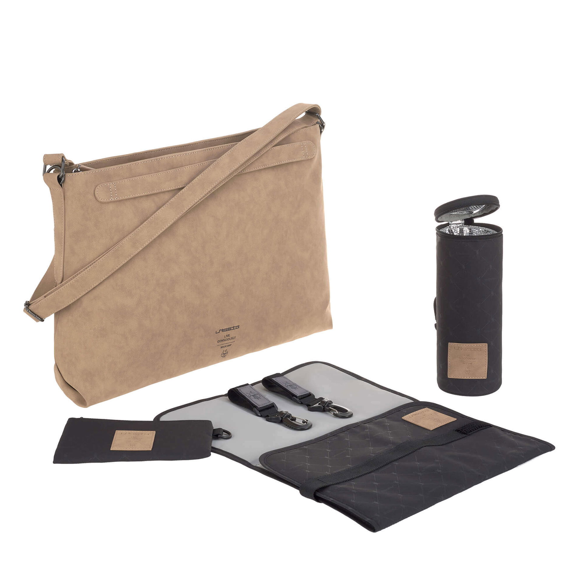 LÄSSIG Baby verschoonrugzak met aankleedkussen, kinderwagenbevestiging en flessenhouder/GRE Slender Up Backpack camel LÄSSIG Baby verschoonrugzak met aankleedkussen, kinderwagenbevestiging en flessenhouder/GRE Slender Up Backpack camel
