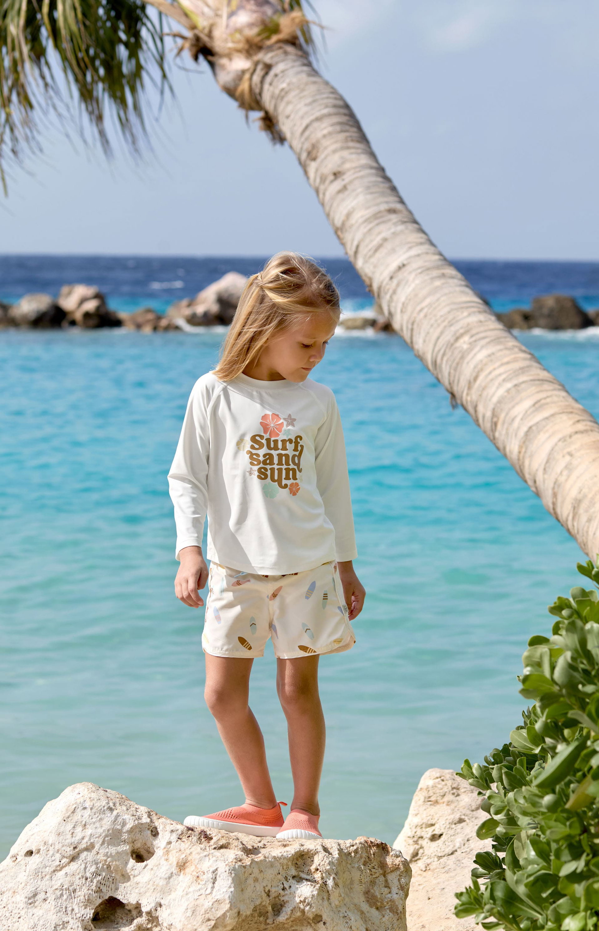 Bild 3 UV Shirt Kinder Langarm - Blumen, Weiß
