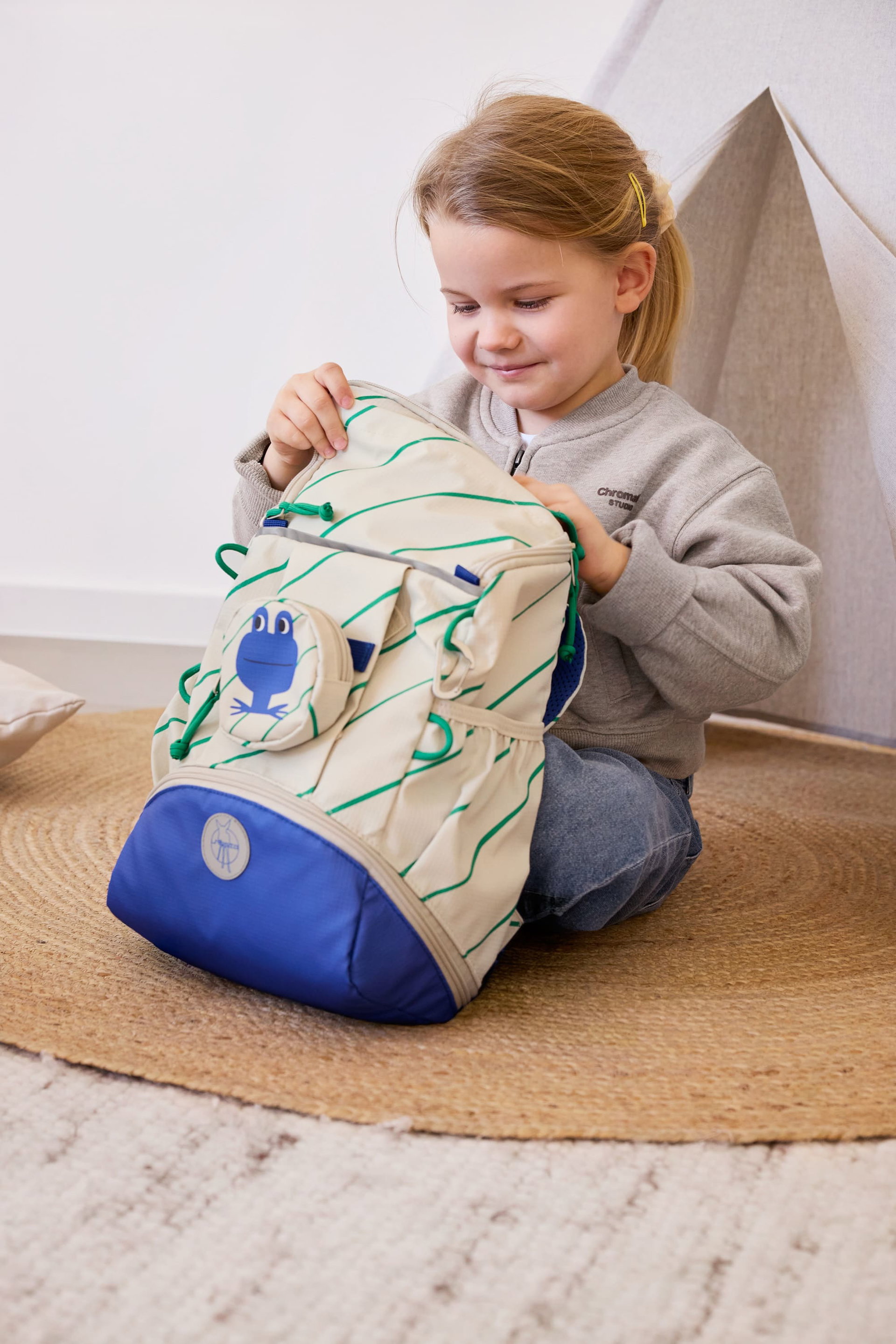 Rucksack, Kinder, Backpack, Canvas, Grün-Blau