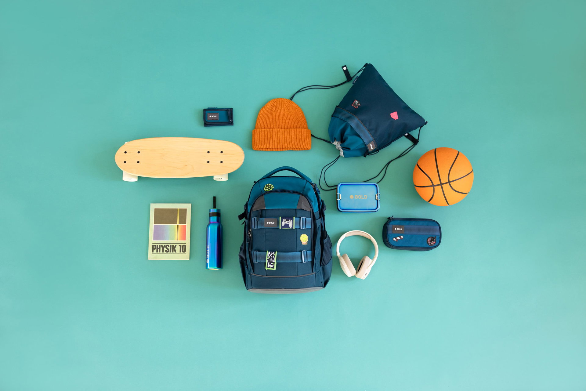 Rucksack, Schulrucksack, Basketball, Skateboard, Becher/Flasche