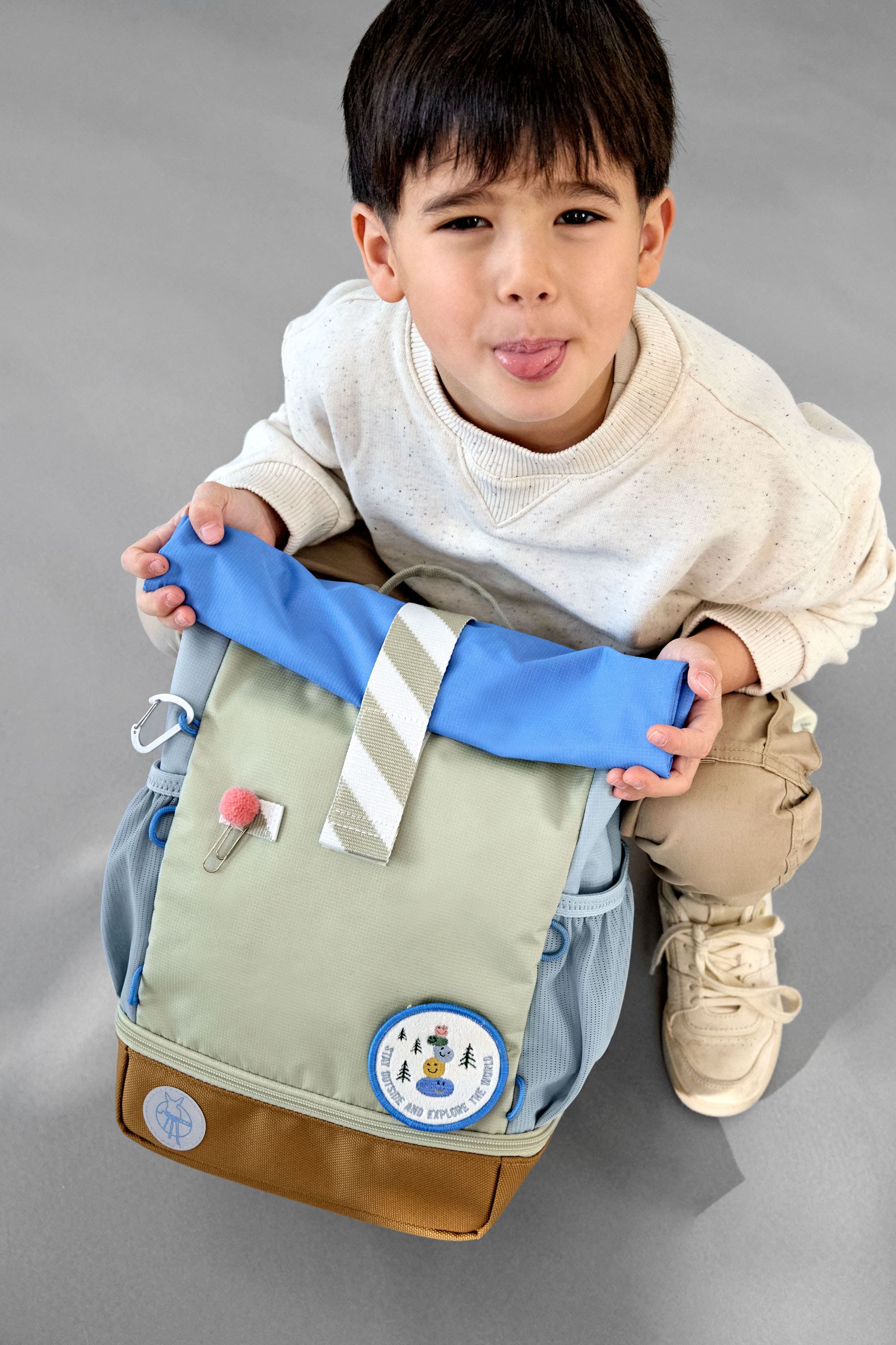 Mini Rolltop Backpack Sunny Explorer, green blue Lässig