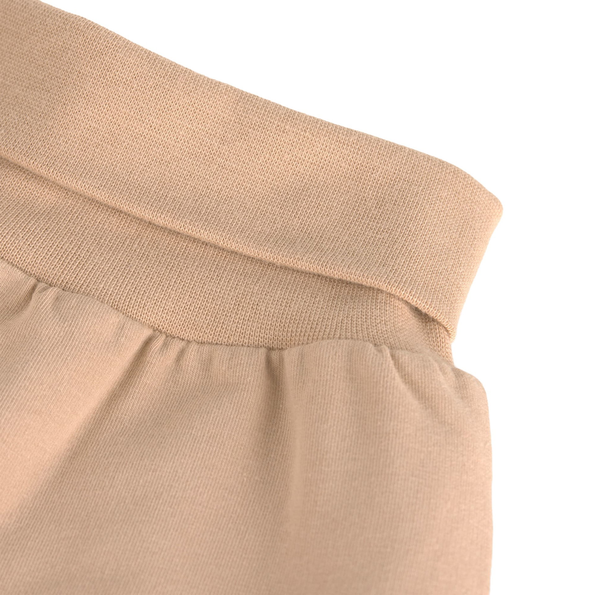 Hose, Beige, Strickbund, Jersey, Baumwollstoff