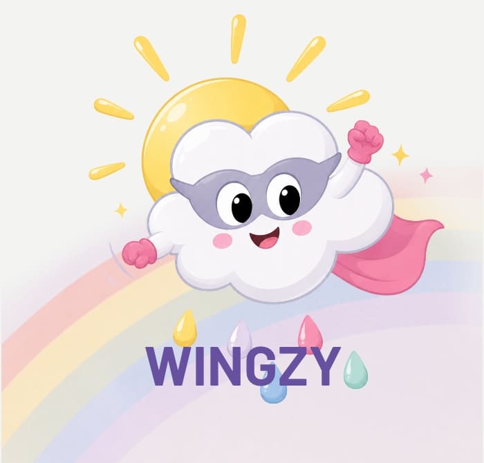 Wolke, Sonnenmotiv, Regenbogen, Maskerade/Brille, Wingzy