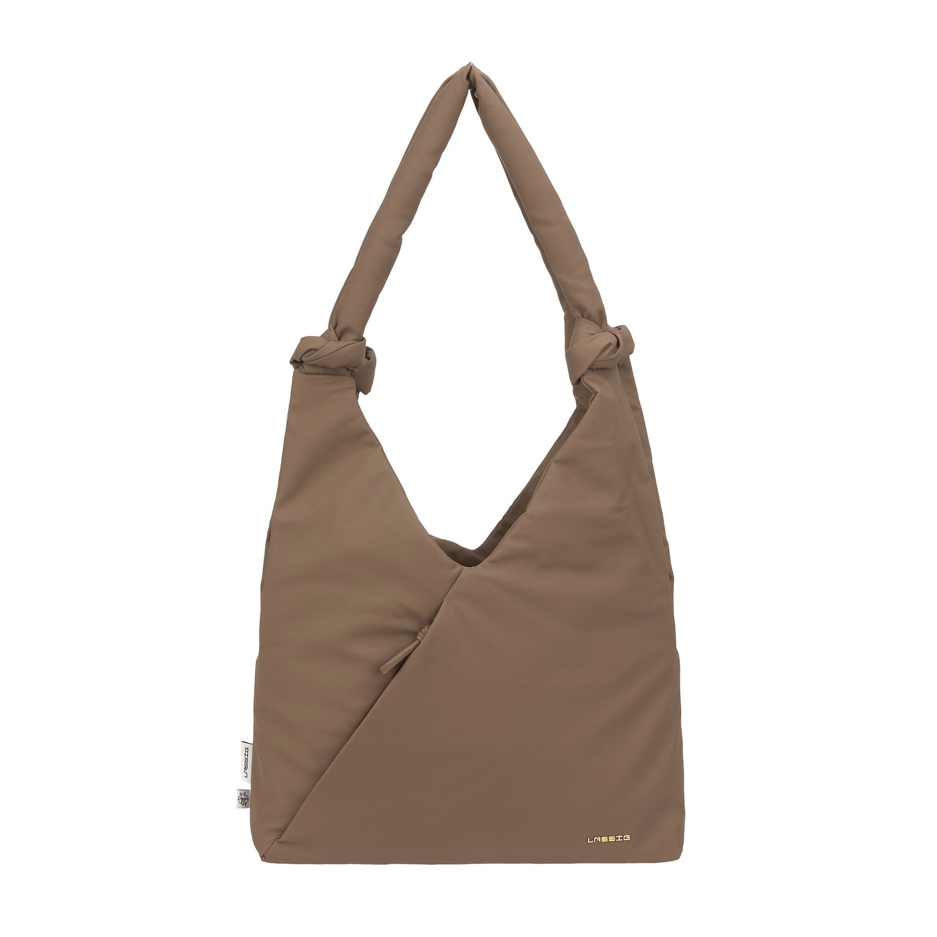 Tasche, Hobo-Tasche, Umhängetasche, Beige, Knoten-Detail
