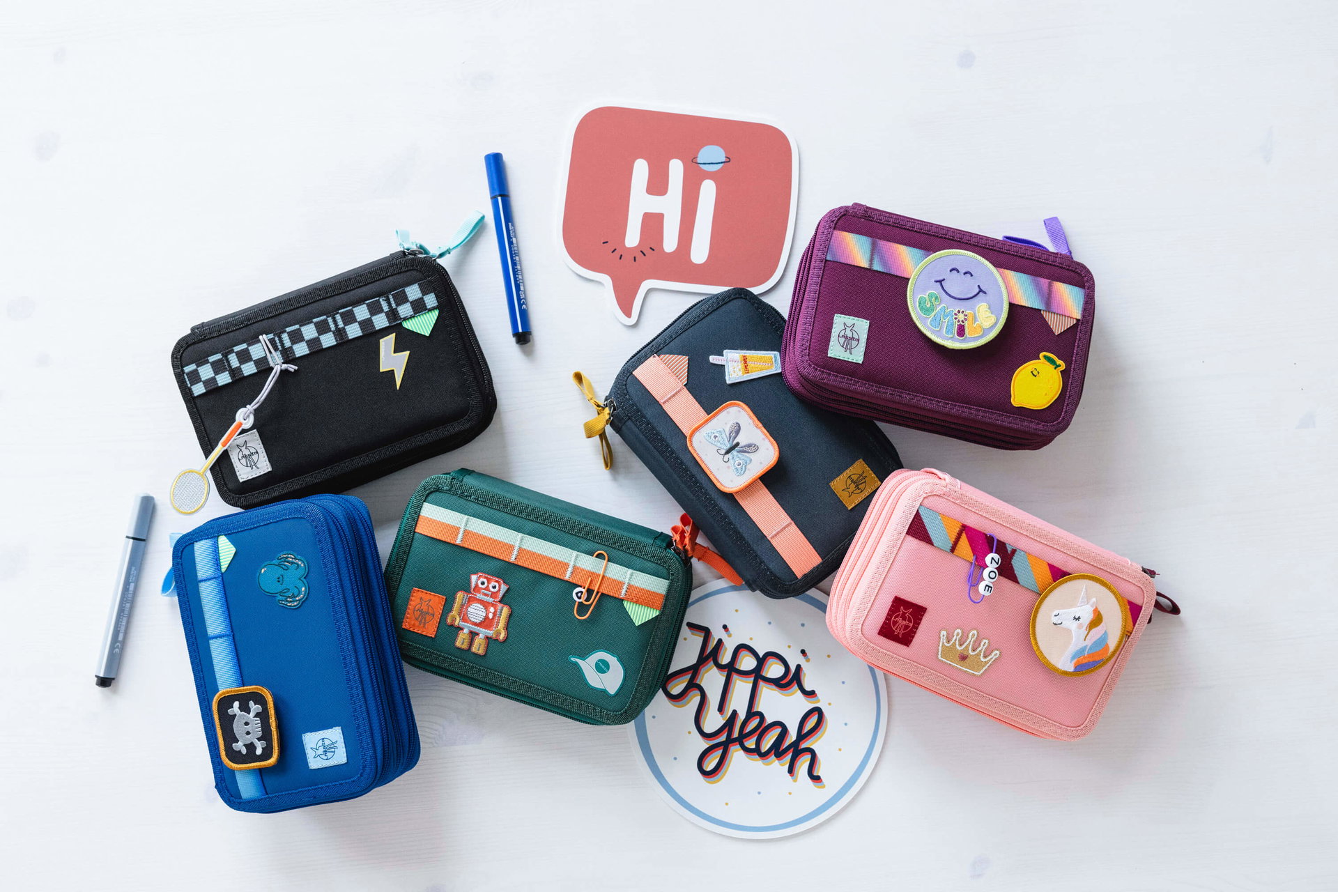 Schlampermappe, Schulmappe, Stifteetui, bunte Taschen, Kleinledertasche