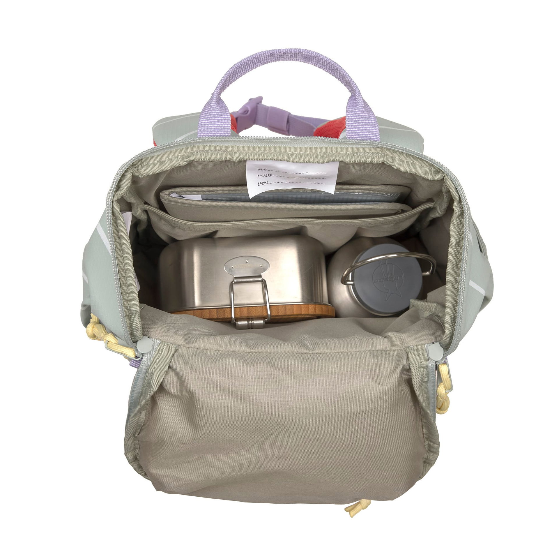Kompaktrucksack, Lunchbox, Thermos, Wasserflasche, Reisebeutel