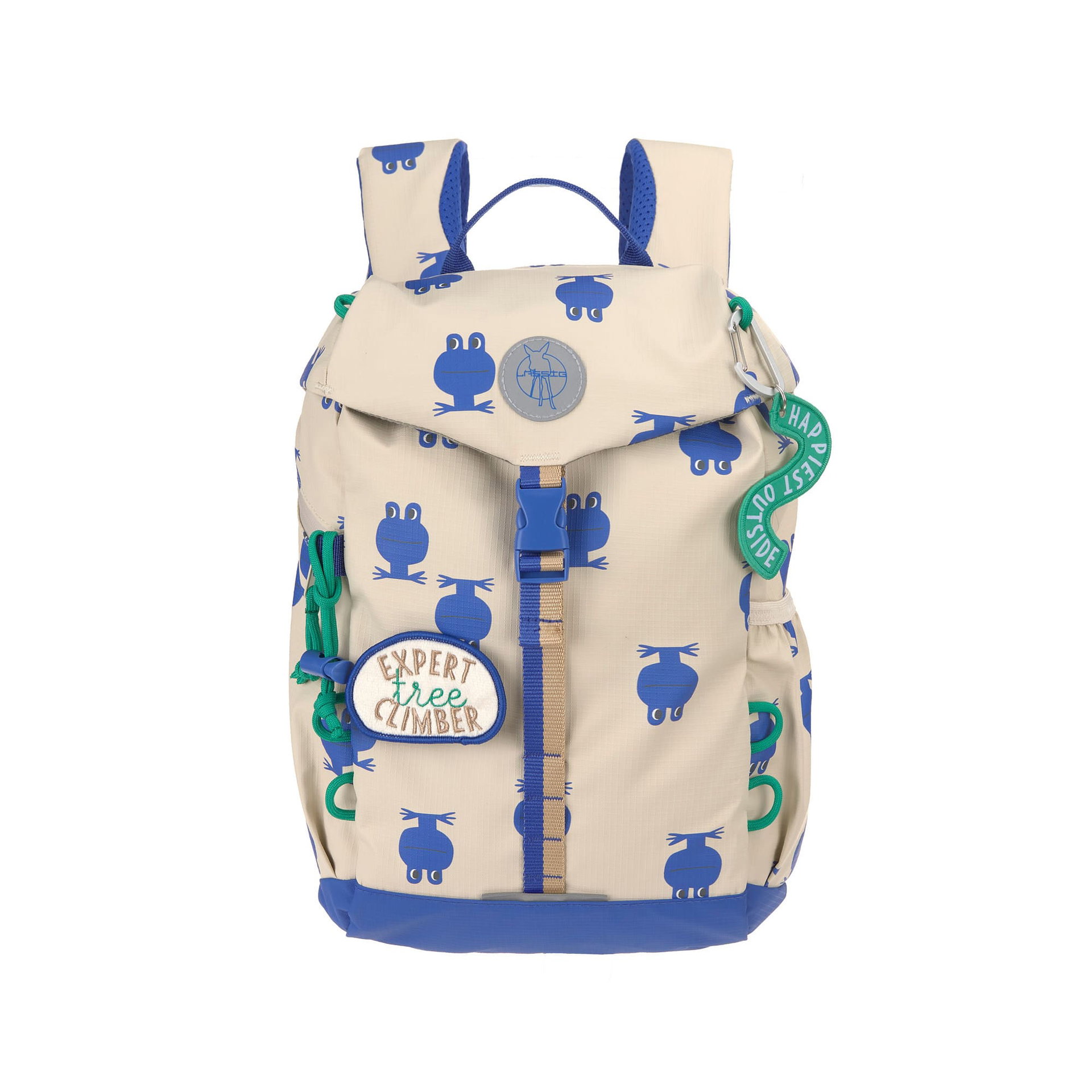 Rucksack, Rucksack, Canvas, Beige, Blau Akzente